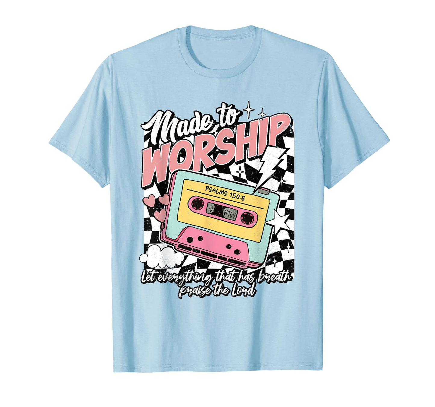 Retro Cassette Made to Worship Psalms 150:6 Christian Music T-Shirt