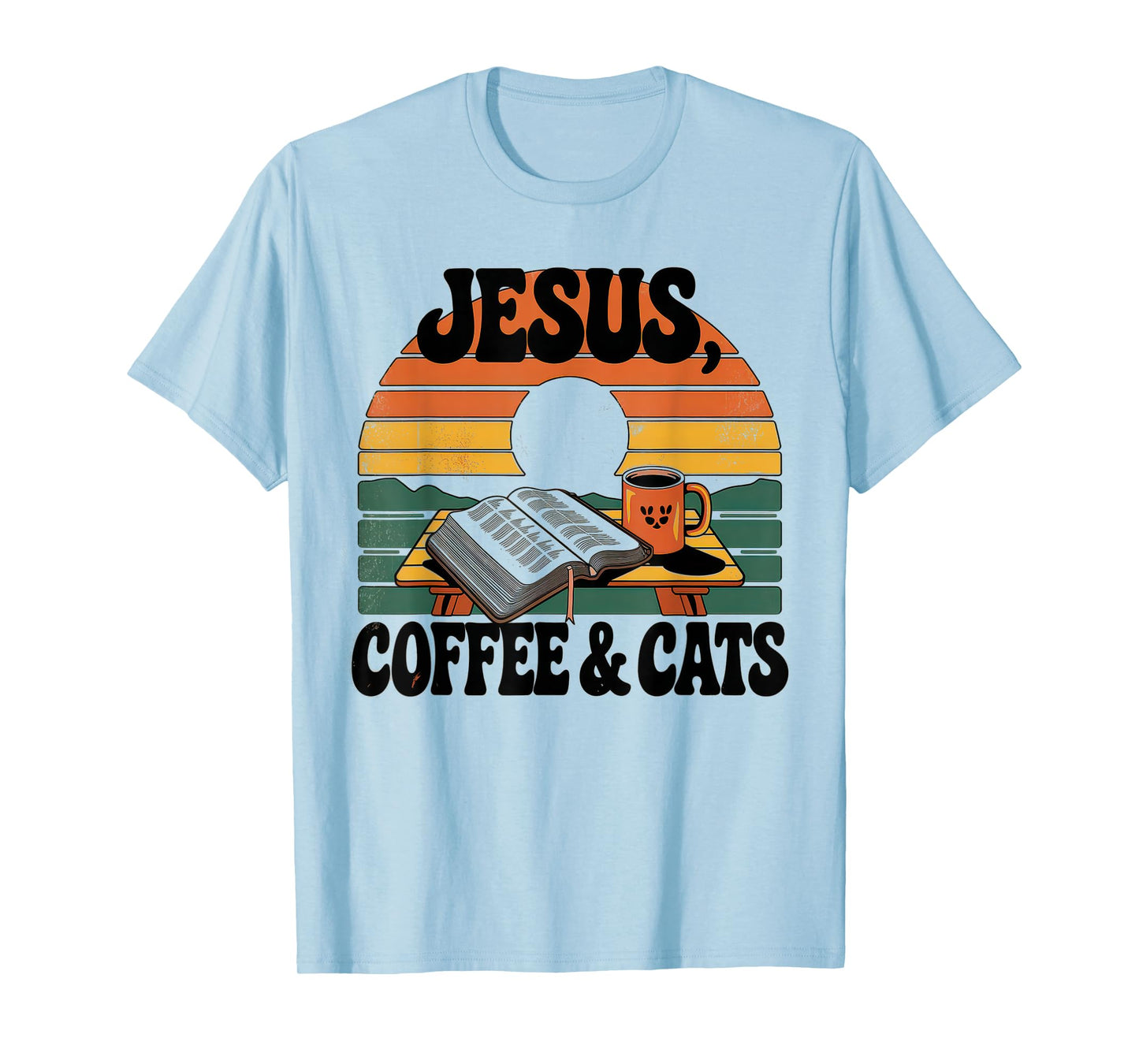 Jesus Coffee Cats Funny Cute Design Jesus Lovers Christian T-Shirt