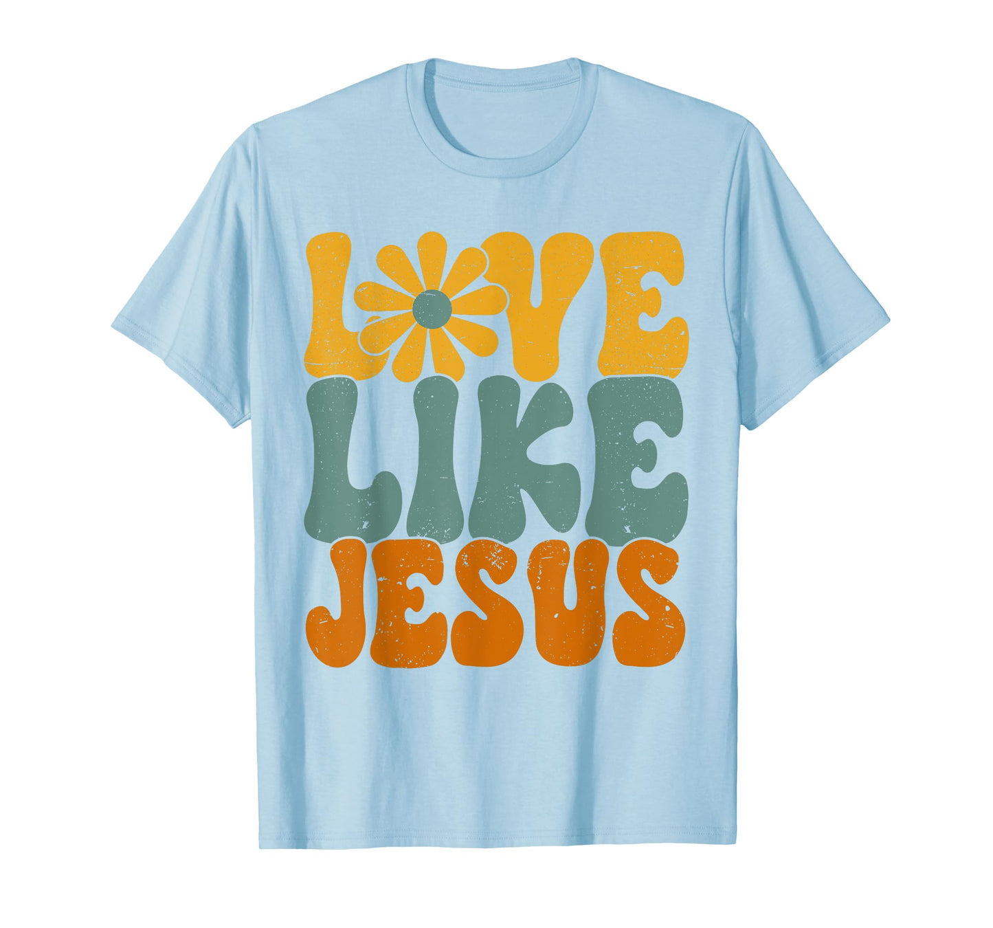 Christian Retro Love Like Jesus Religious Faith God 70s T-Shirt