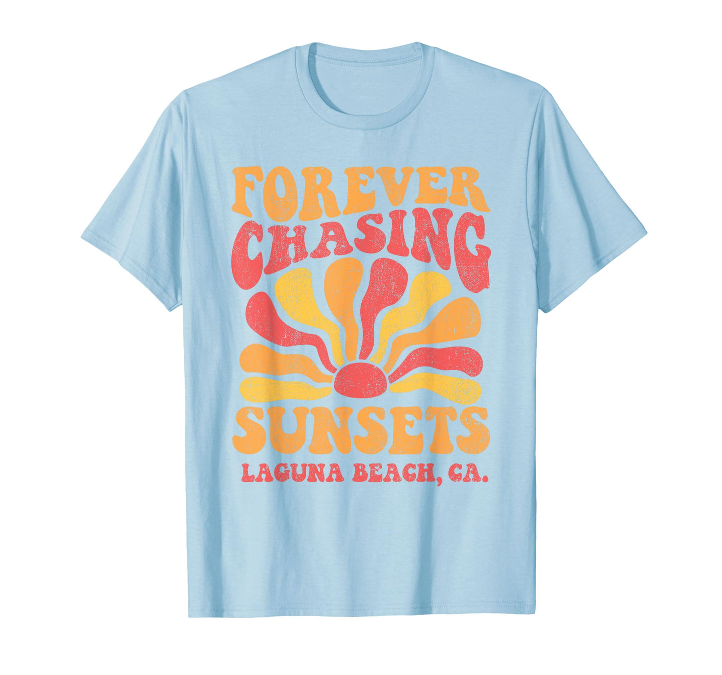 Forever Chasing Sunsets Laguna Beach California 70s Retro T-Shirt