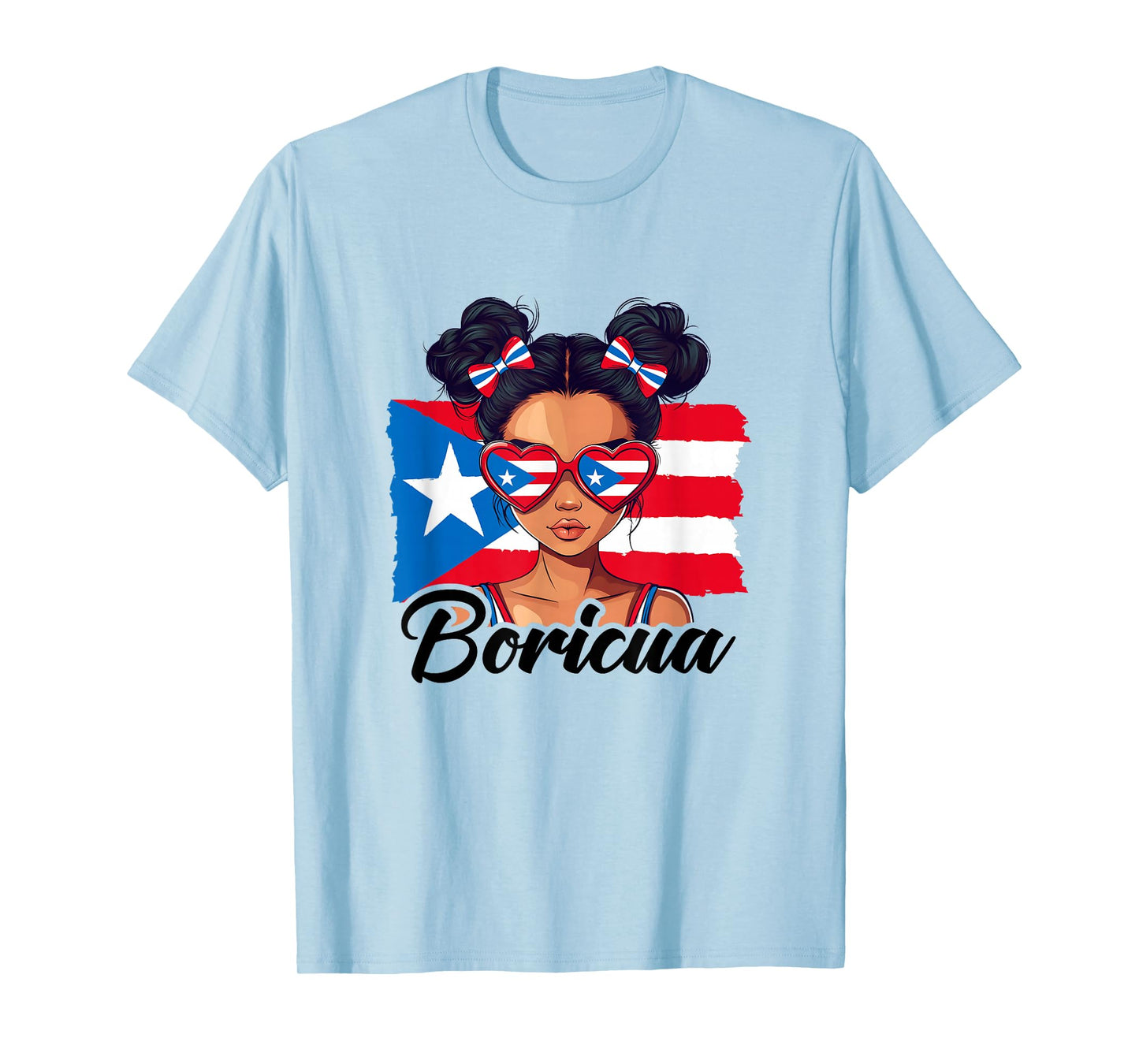 Puerto Rico Hispanic Heritage Messy Bun Puerto Rican Girls T-Shirt