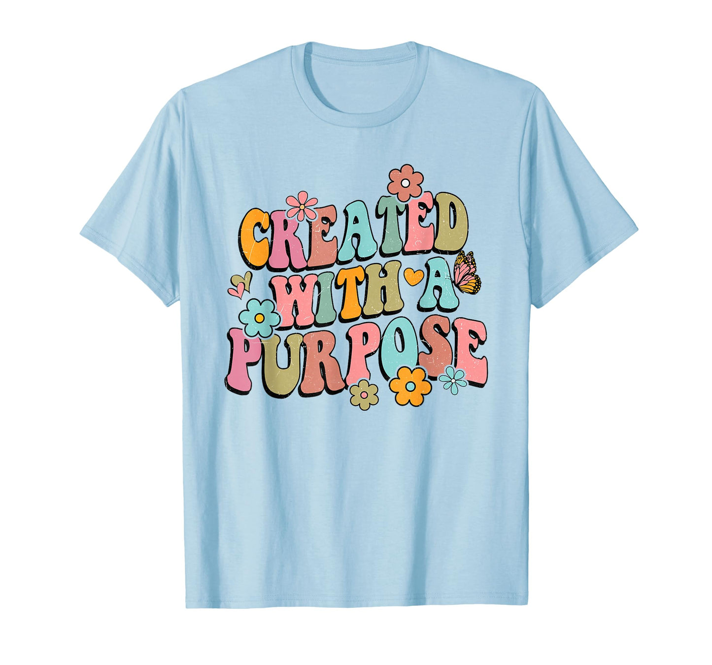 Retro Boho Created With a Purpose Religious Bible Christian T-Shirt