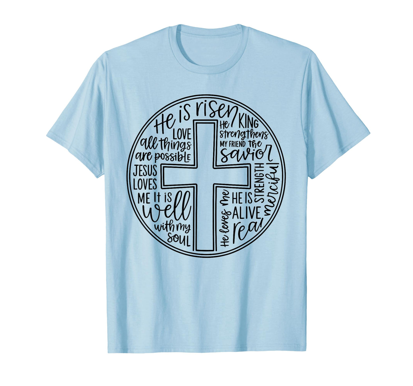 Jesus He is Risen Christian Cross God Faith Minimal Bible T-Shirt
