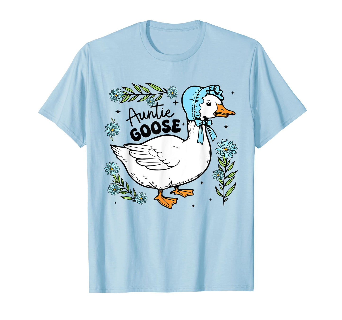 Floral Auntie Goose Cute Silly Goose Mother's Day Womens T-Shirt