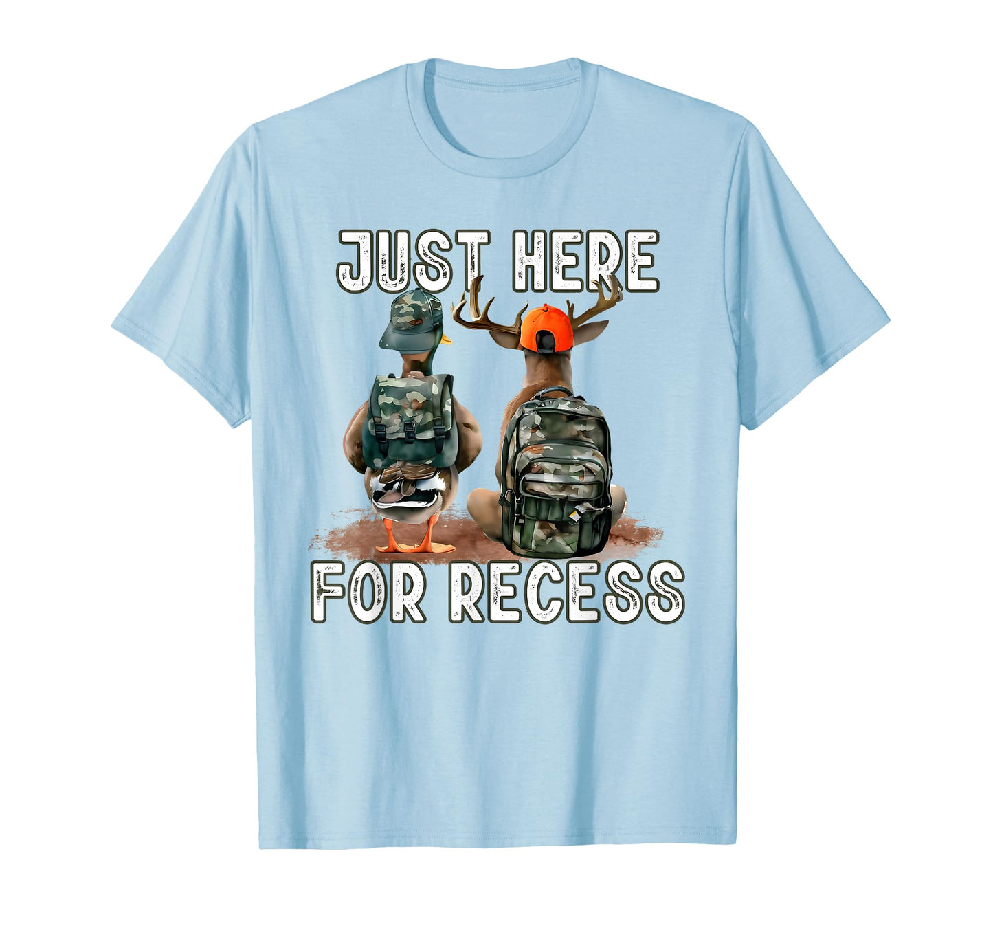 Just Here for Recess Back to School Deer Hunting Duck Funny T-Shirt