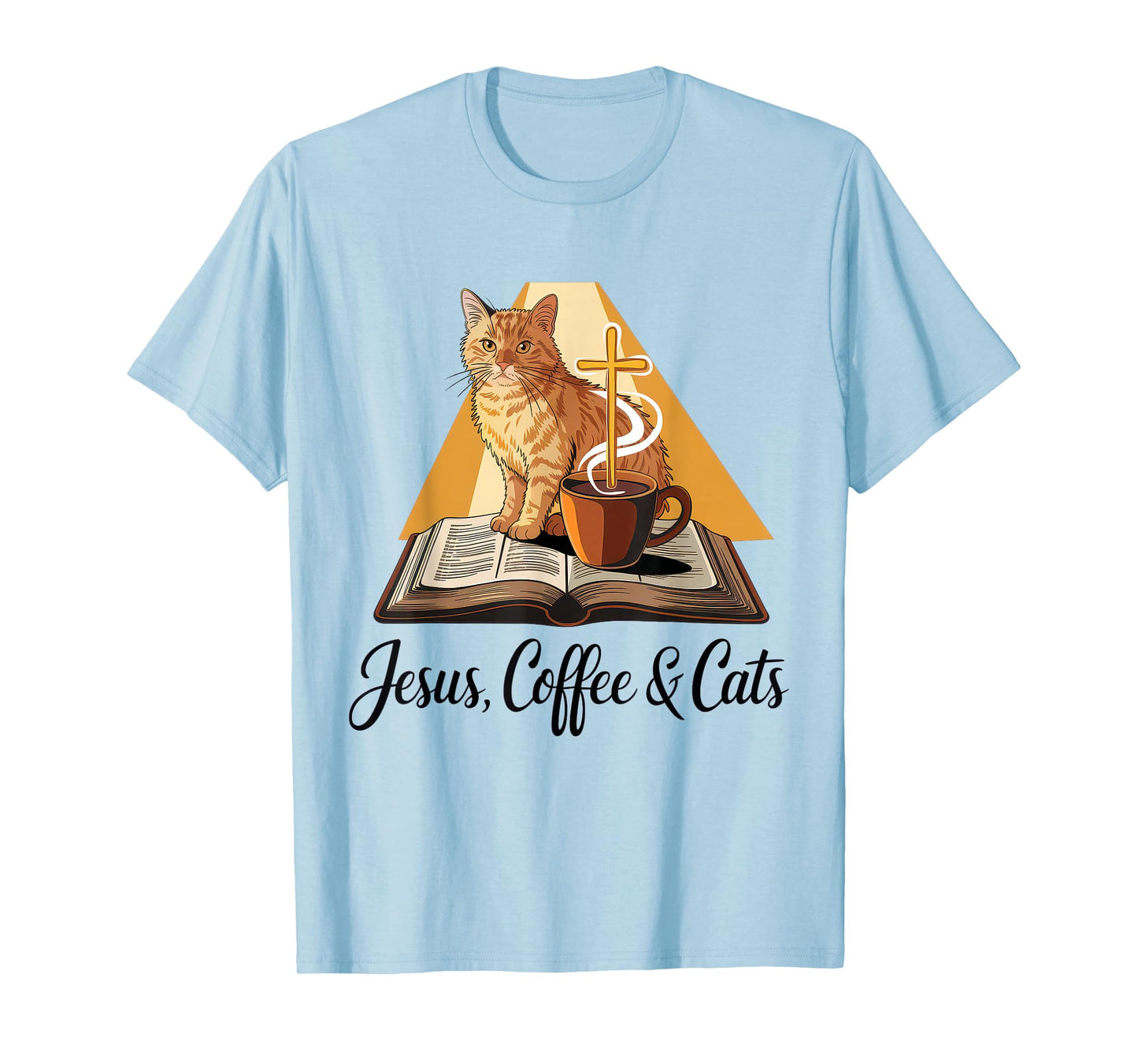 Jesus Coffee Cats Funny Cute Design Jesus Lovers Christian T-Shirt