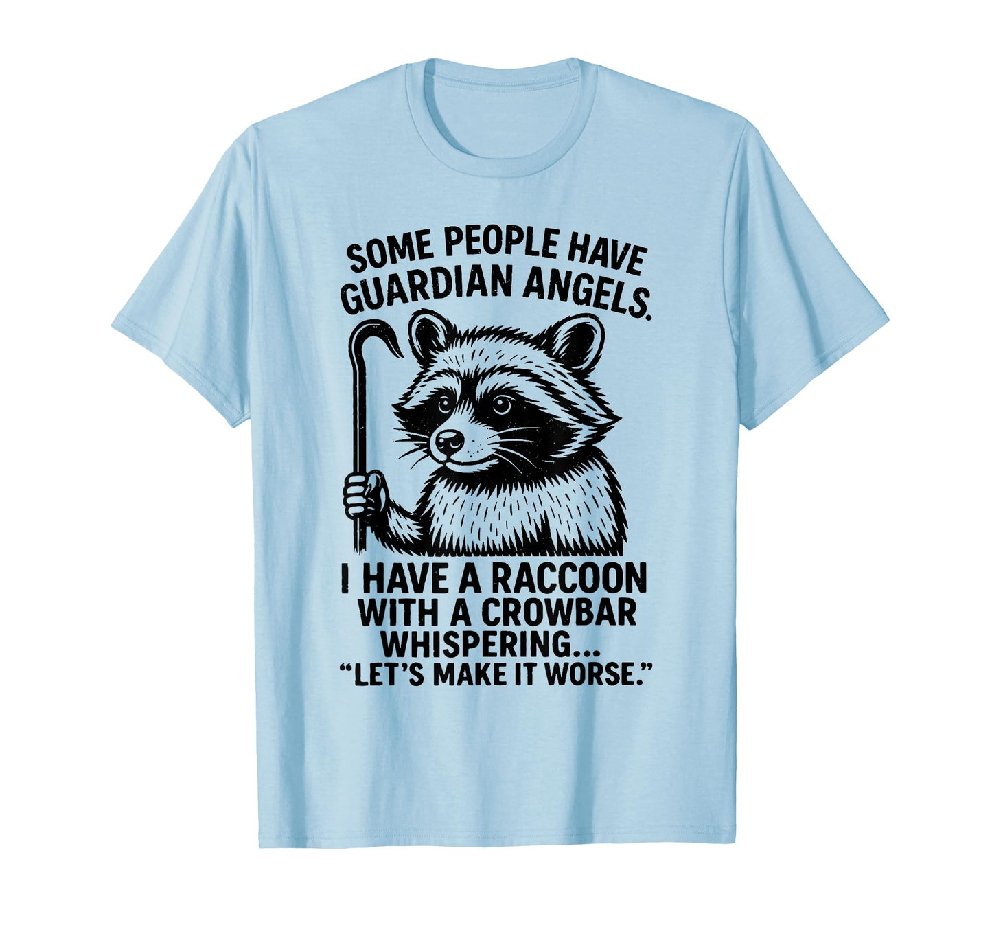 Funny Retro Raccoon Crowbar Meme Guardian Angel Parody T-Shirt