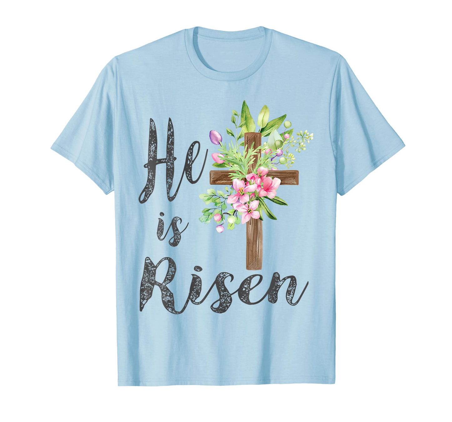 He is Risen Jesus Christian Easter Floral Wreath Women Girls T-Shirt