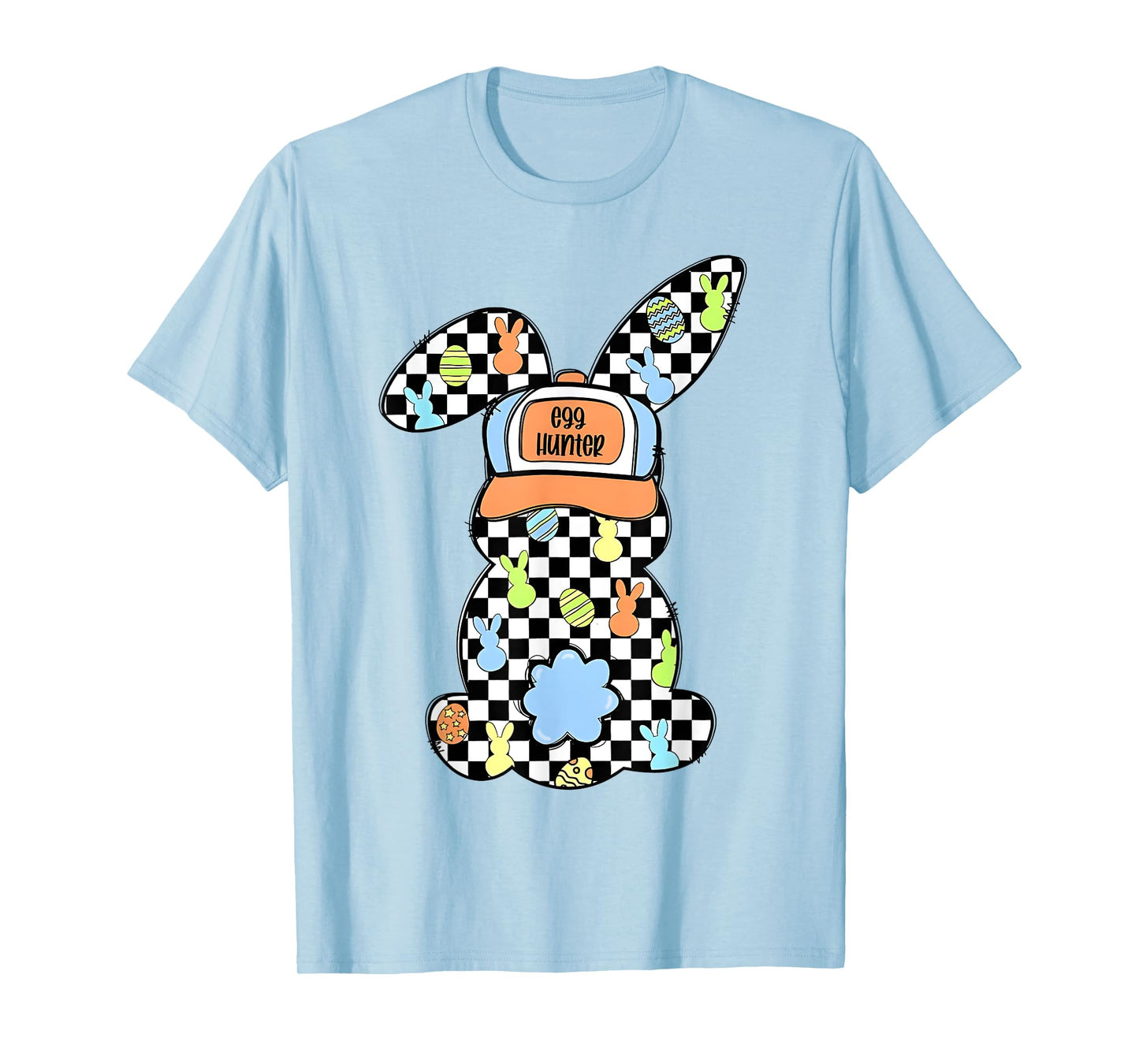 Checkered Bunny Easter Day Coquette Bows Rabbit Happy Easter T-Shirt