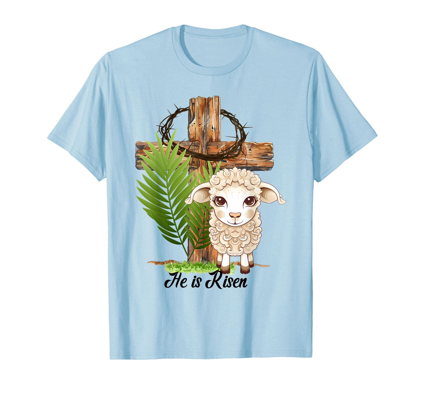 Jesus He is Risen Lamb Cross Crown of Thorns Easter T-Shirt