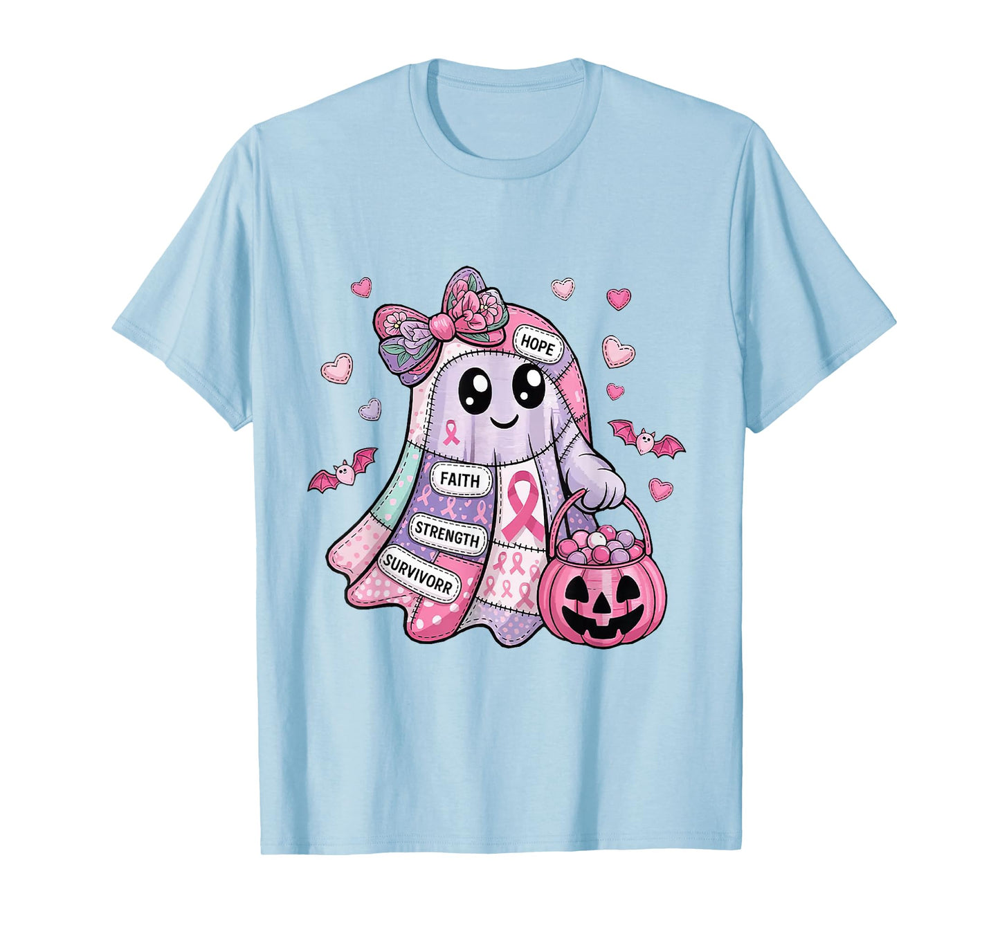 in October We Wear Pink Coquette Bow Ghost Pumpkin Halloween T-Shirt