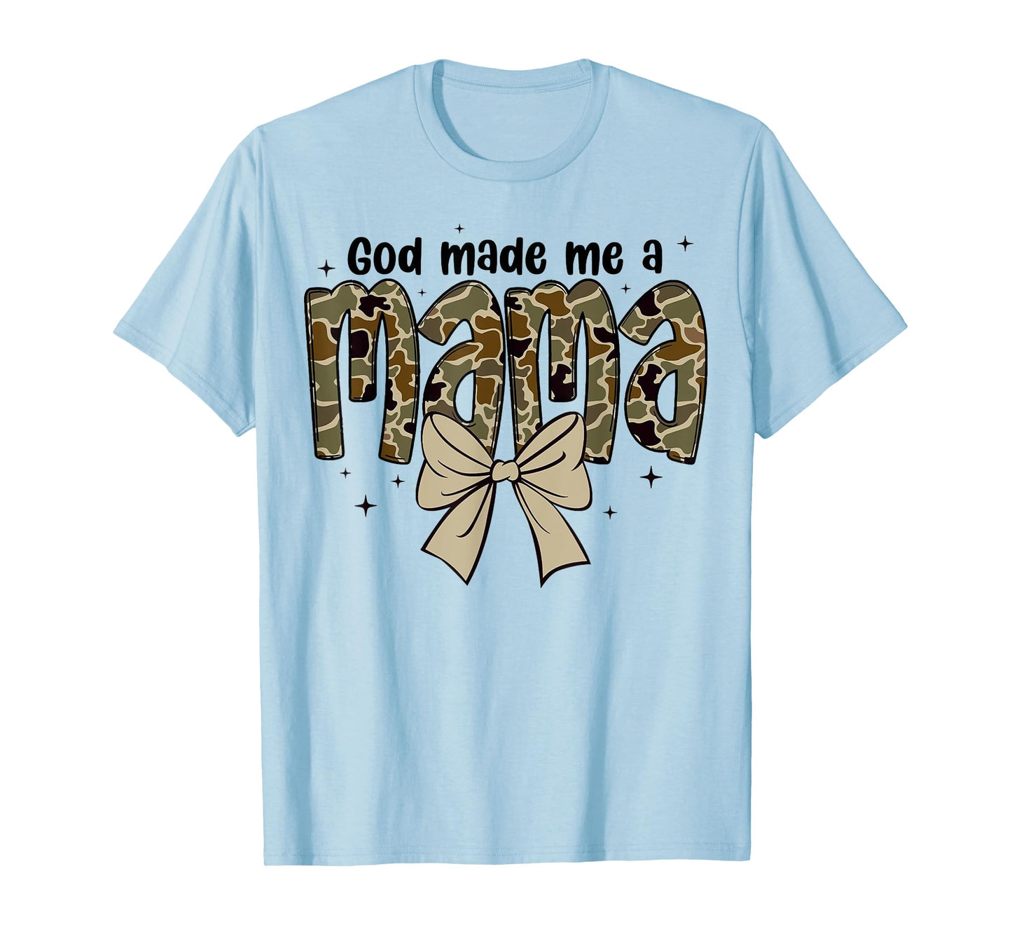 God made me a mama Mother Coquette Duck Camo Bow Retro T-Shirt