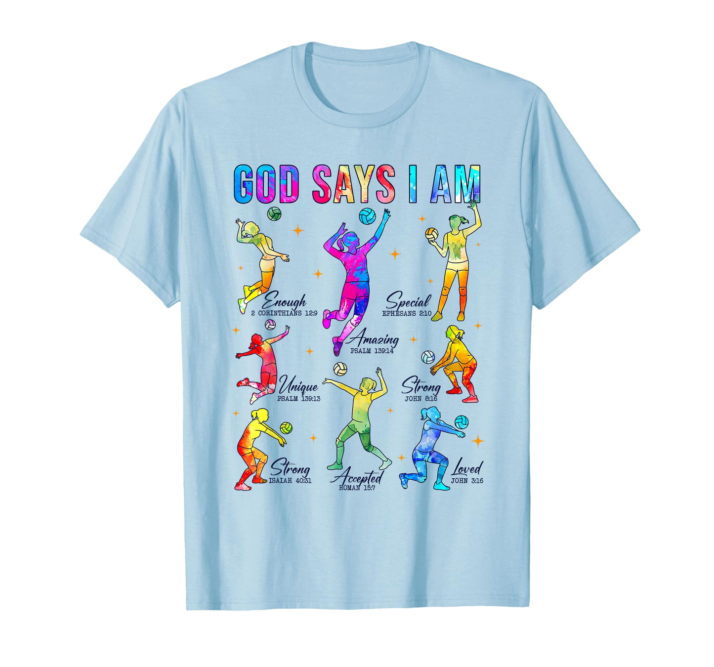Christian God Says I Am Bible Verse Tie Dye Volleyball Girls T-Shirt