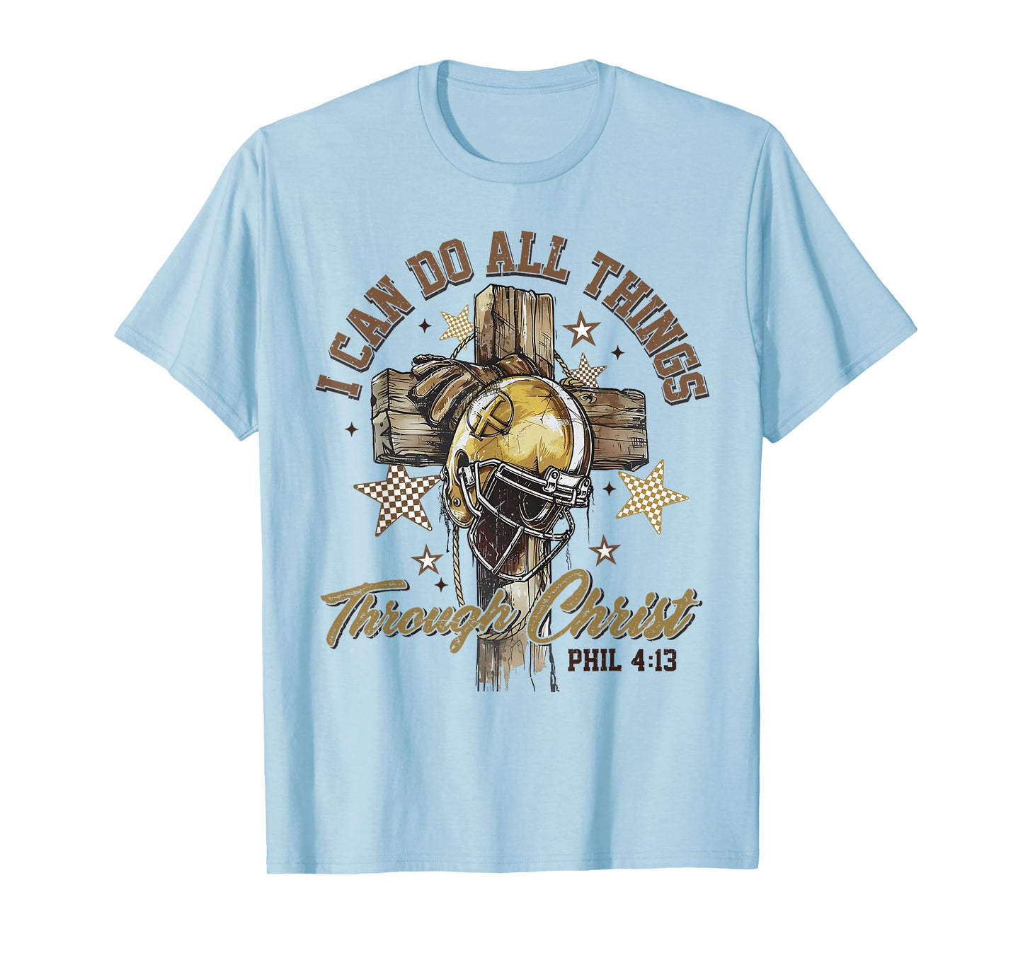 I Can Do All Things Through Christ Christian Football Cross T-Shirt