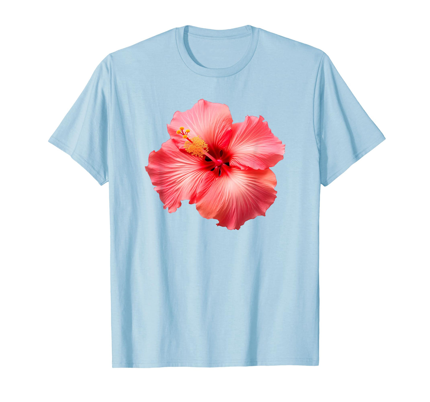 Flirty Pink Hibiscus Flower Vintage Hawaiian T-Shirt
