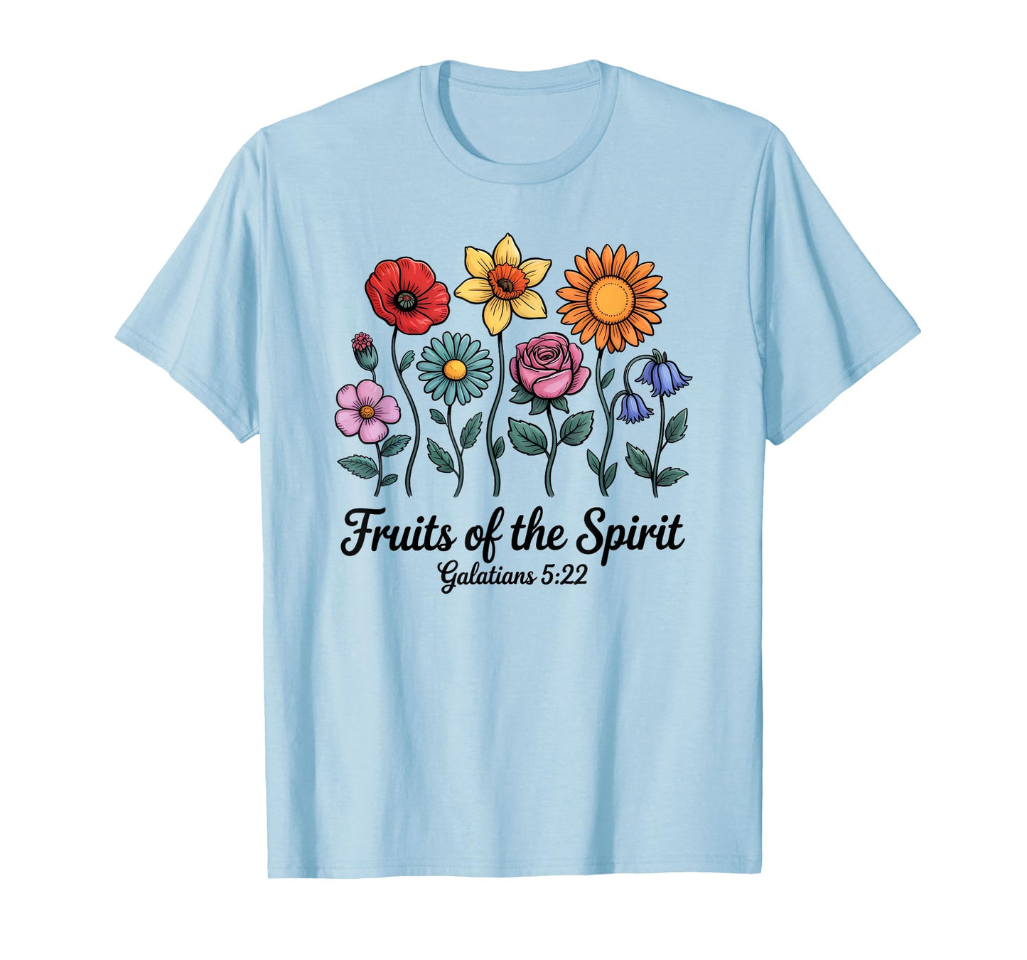 Bible Verse Christian Galatians 5:22 Scripture Floral T-Shirt