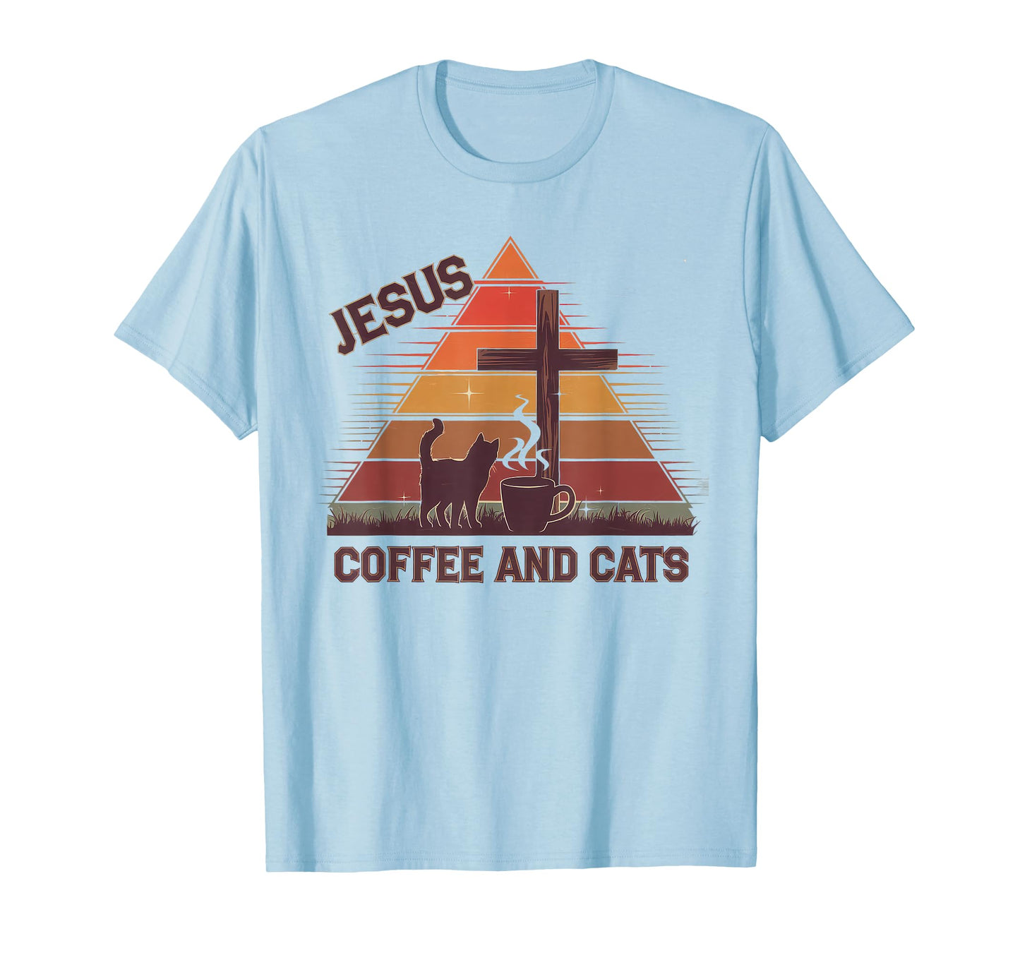 Jesus Coffee Cats Funny Cute Design Jesus Lovers Christian T-Shirt