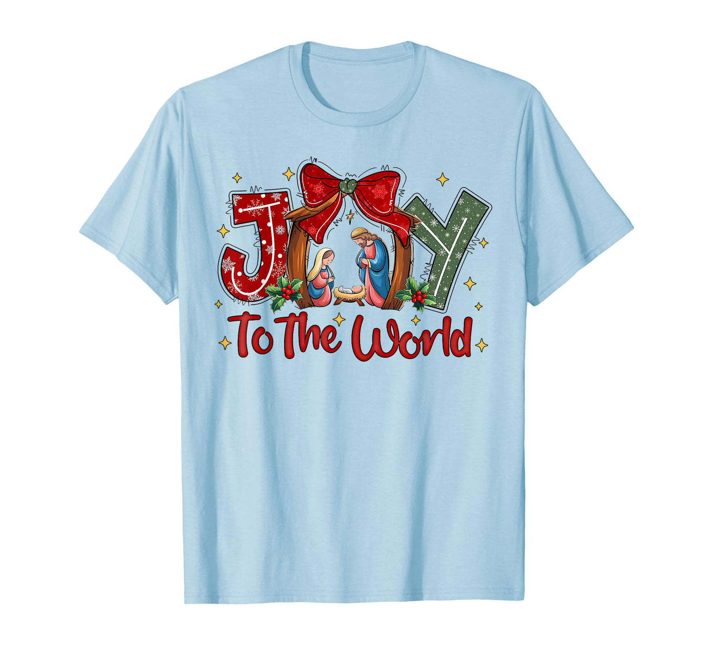 Joy to the World Christmas Christian Nativity Scene T-Shirt