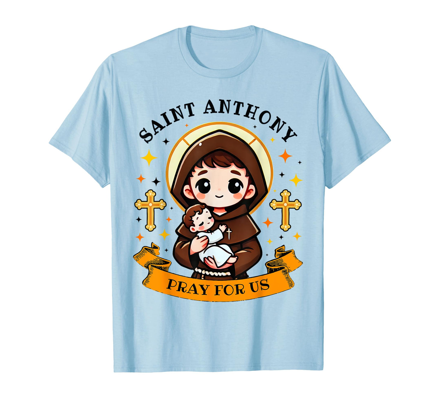 St. Anthony Pray For Us Holding Jesus Catholic Saint Kids T-Shirt