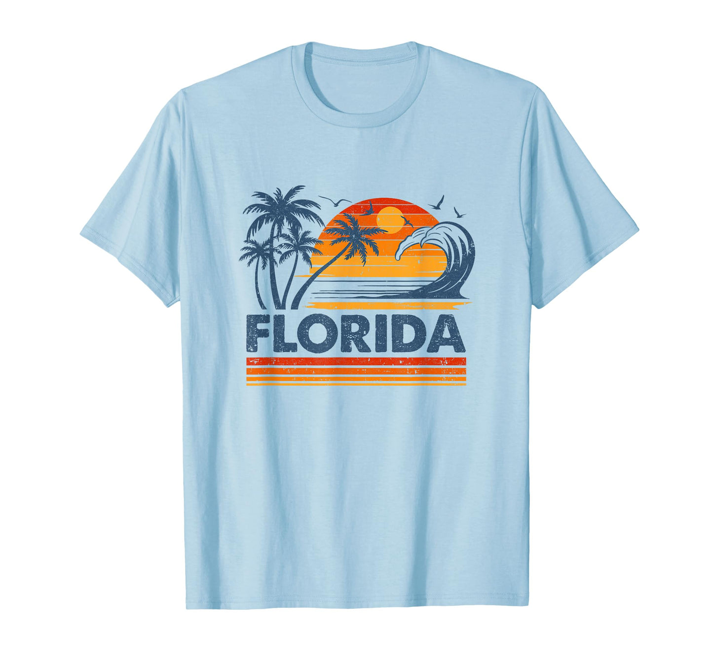 Florida Vacation Sunset Cute 70S Vintage Retro Beach T-Shirt