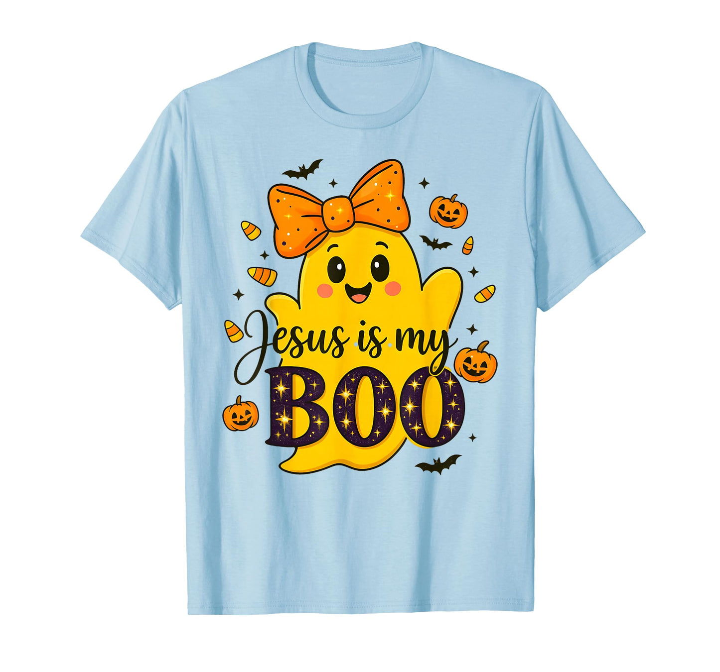 Jesus is My Boo Christian Halloween Ghost Bow Women Kids T-Shirt