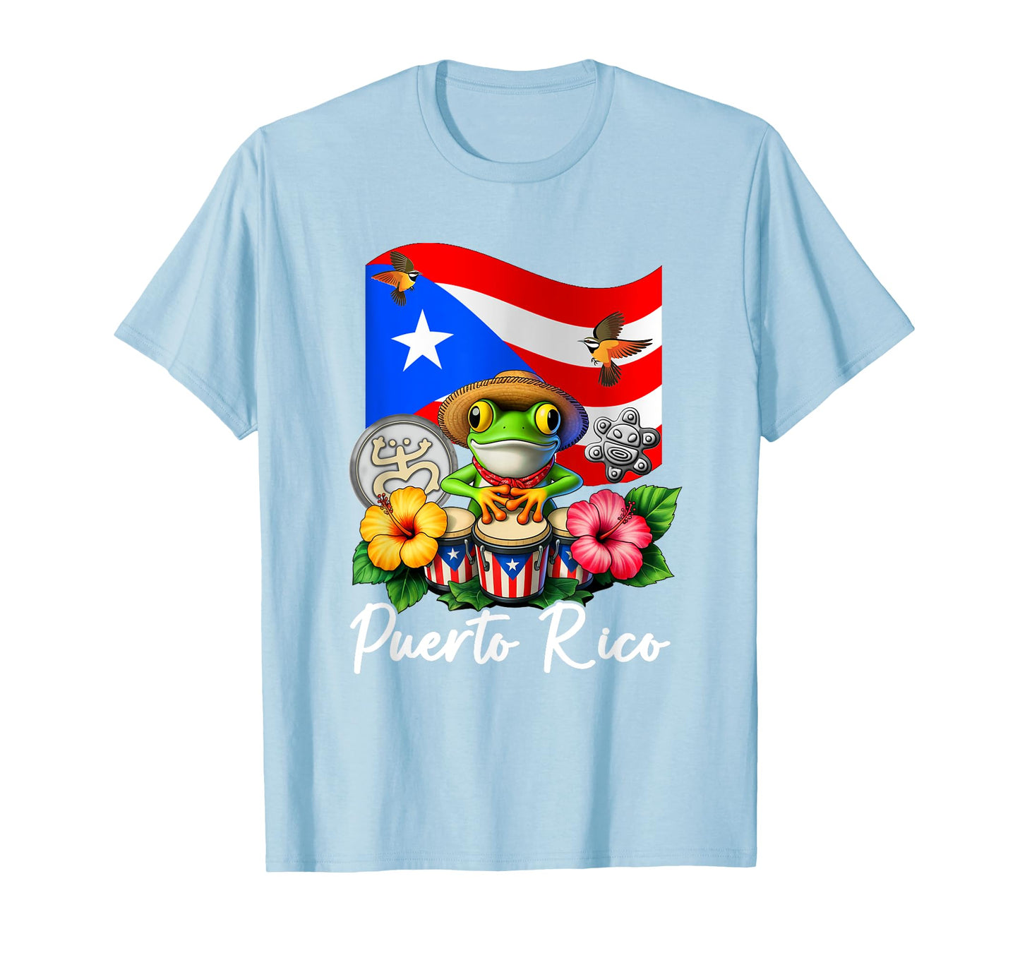 Funny Boricua Coqui Frog Taino Puerto Rico Puerto Rican Flag T-Shirt