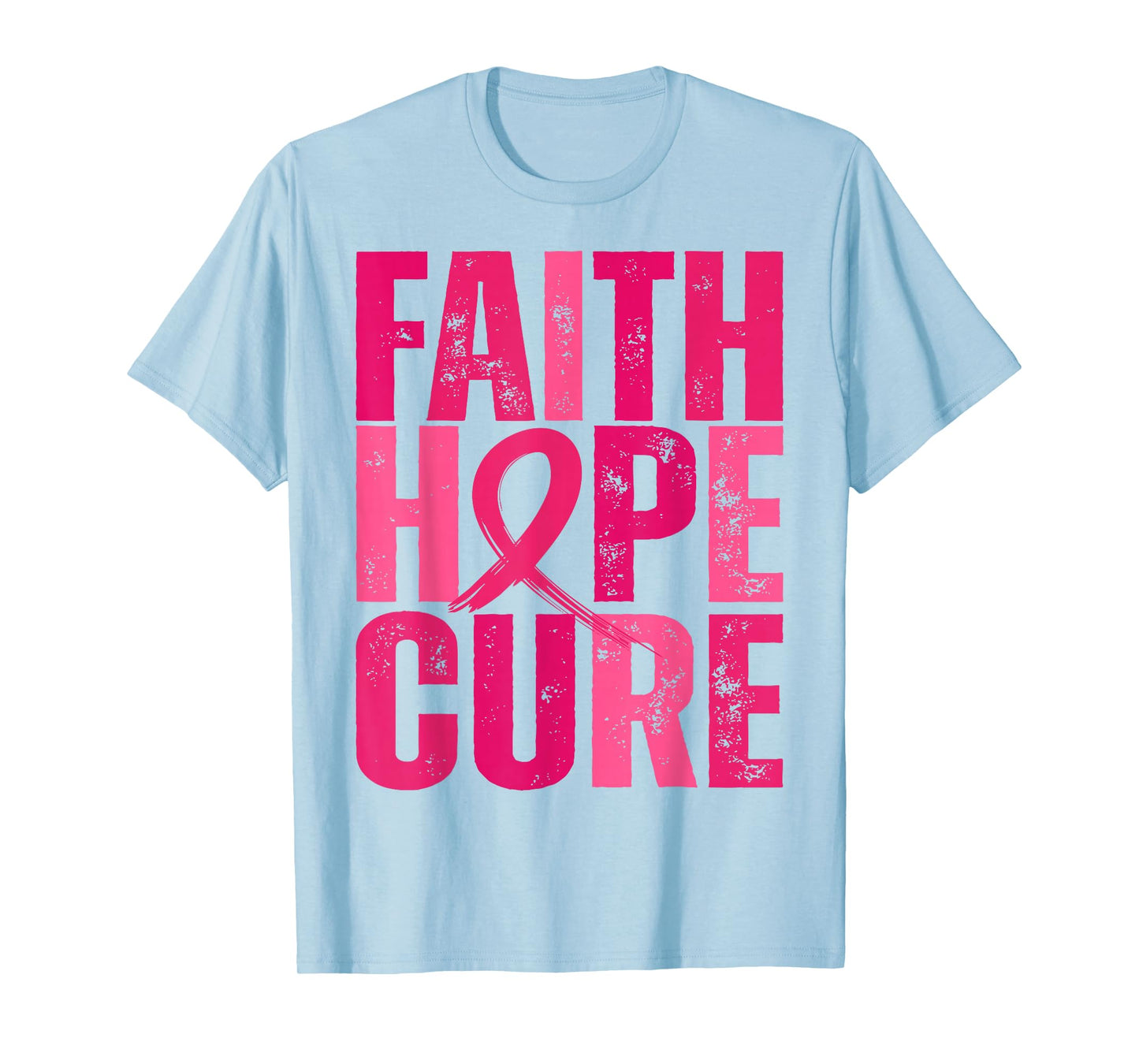 Retro Faith Hope Cure Pink Ribbon Breast Cancer Awareness T-Shirt