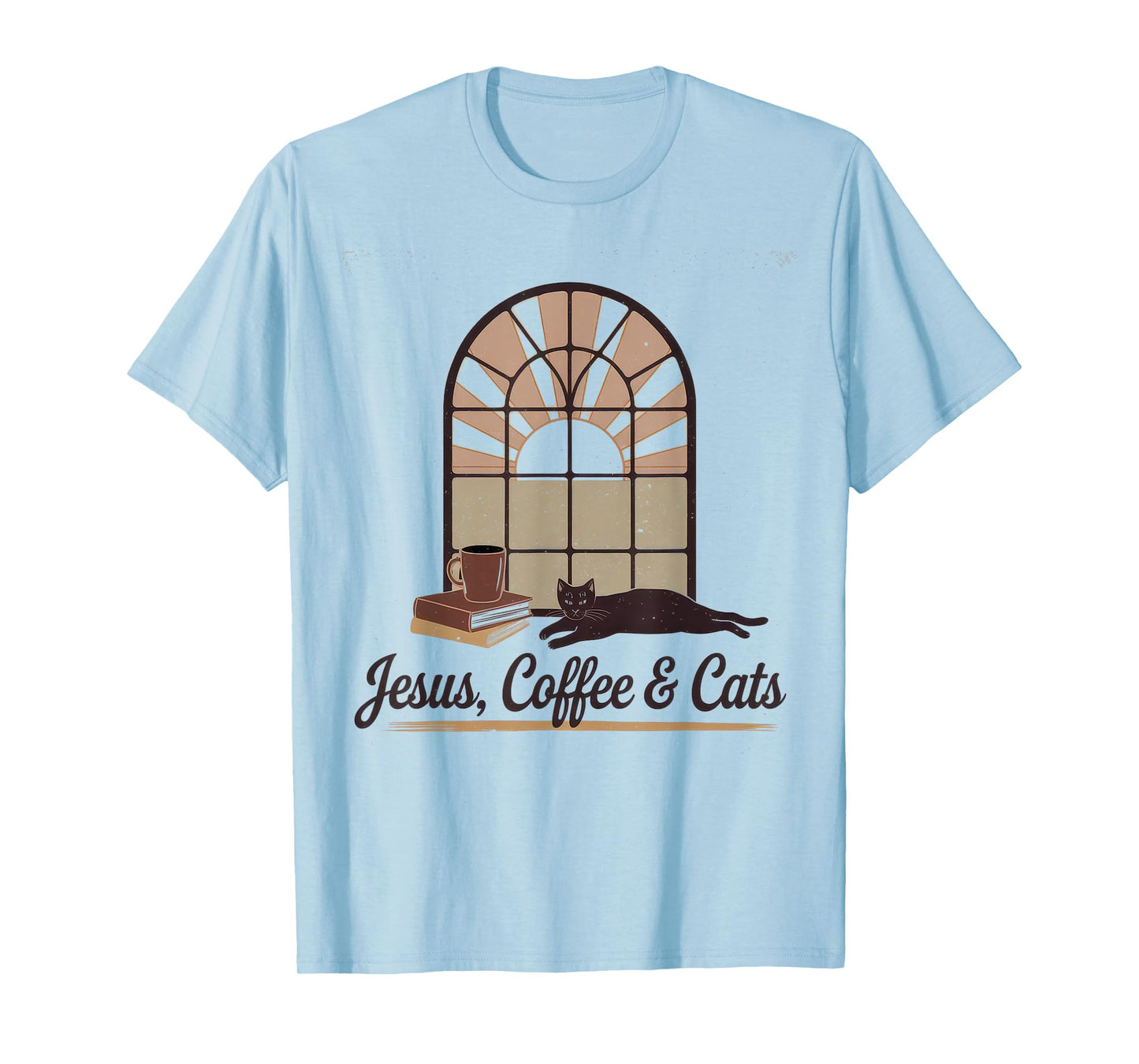 Jesus Coffee Cats Funny Cute Design Jesus Lovers Christian T-Shirt