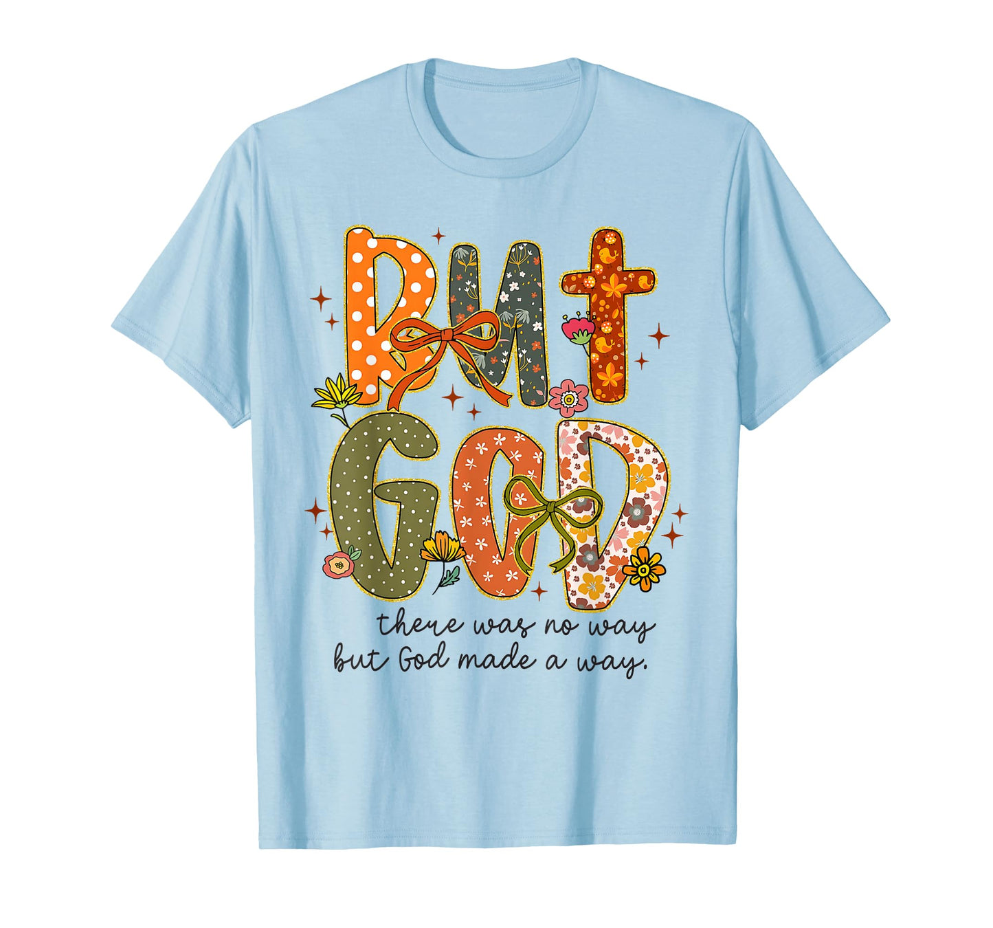 But God Christian Fall Autumn Thankful Floral Coquette Bow T-Shirt