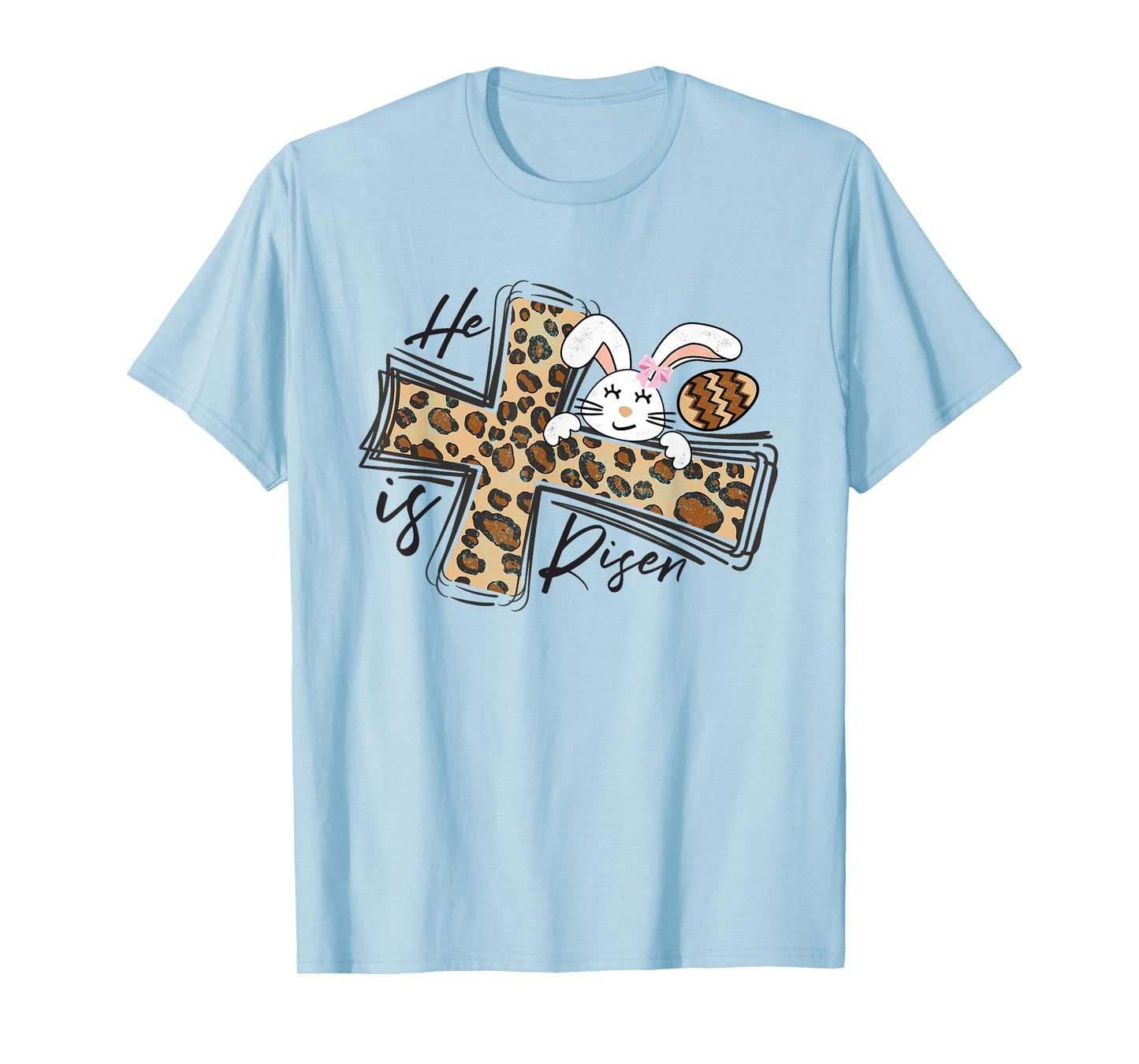 Happy Easter Shirt He Is Risen Jesus Cross Cute Easter Bunny T-Shirt