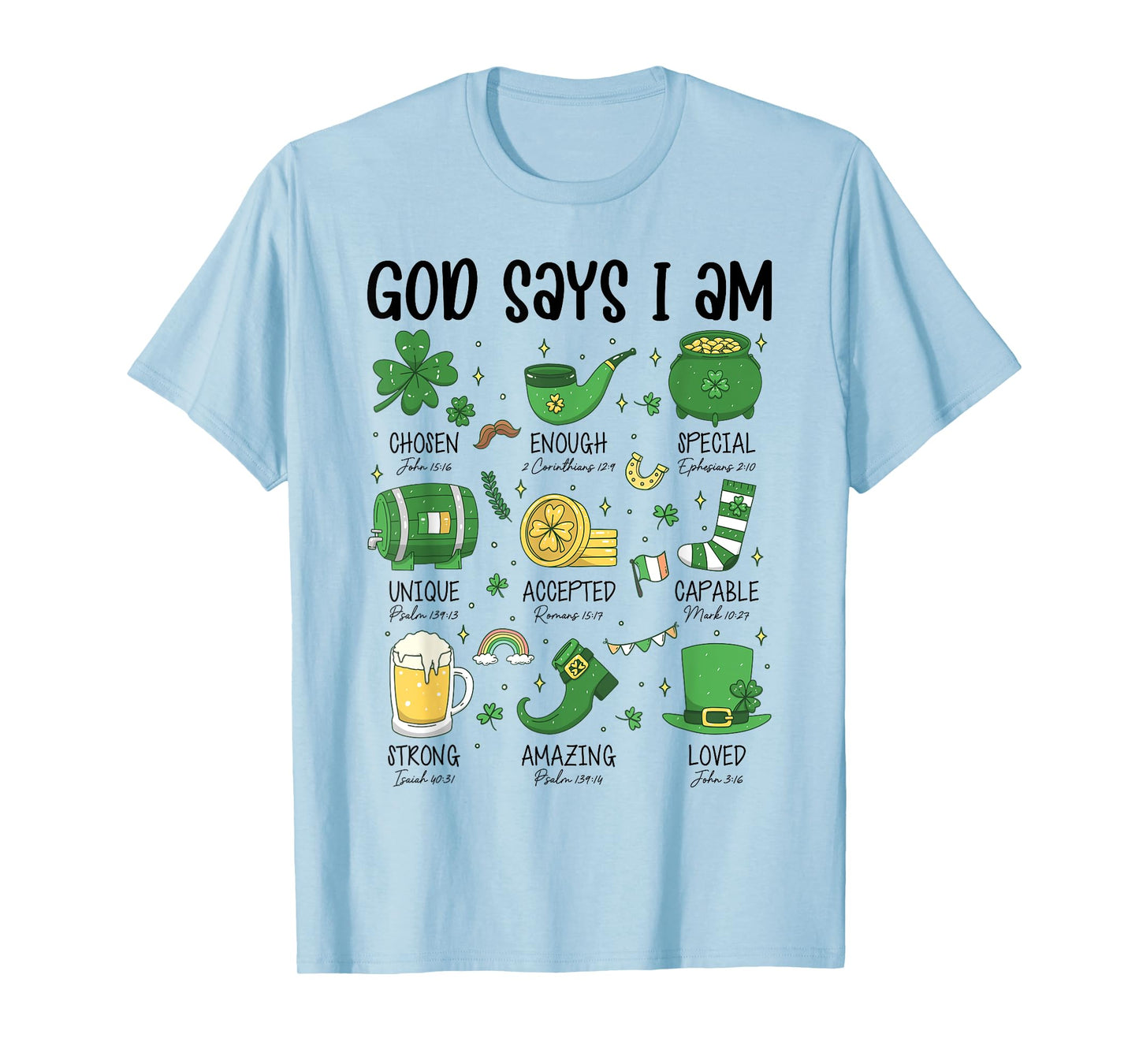 God Says I Am Irish Christian Boys Girls Kid St Patricks Day T-Shirt