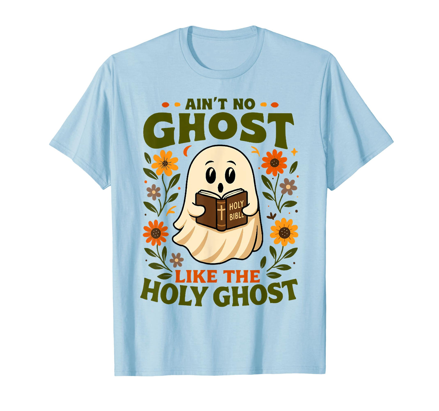 Ain't No Ghost Like The Holy, Cute Ghost Reading Halloween T-Shirt