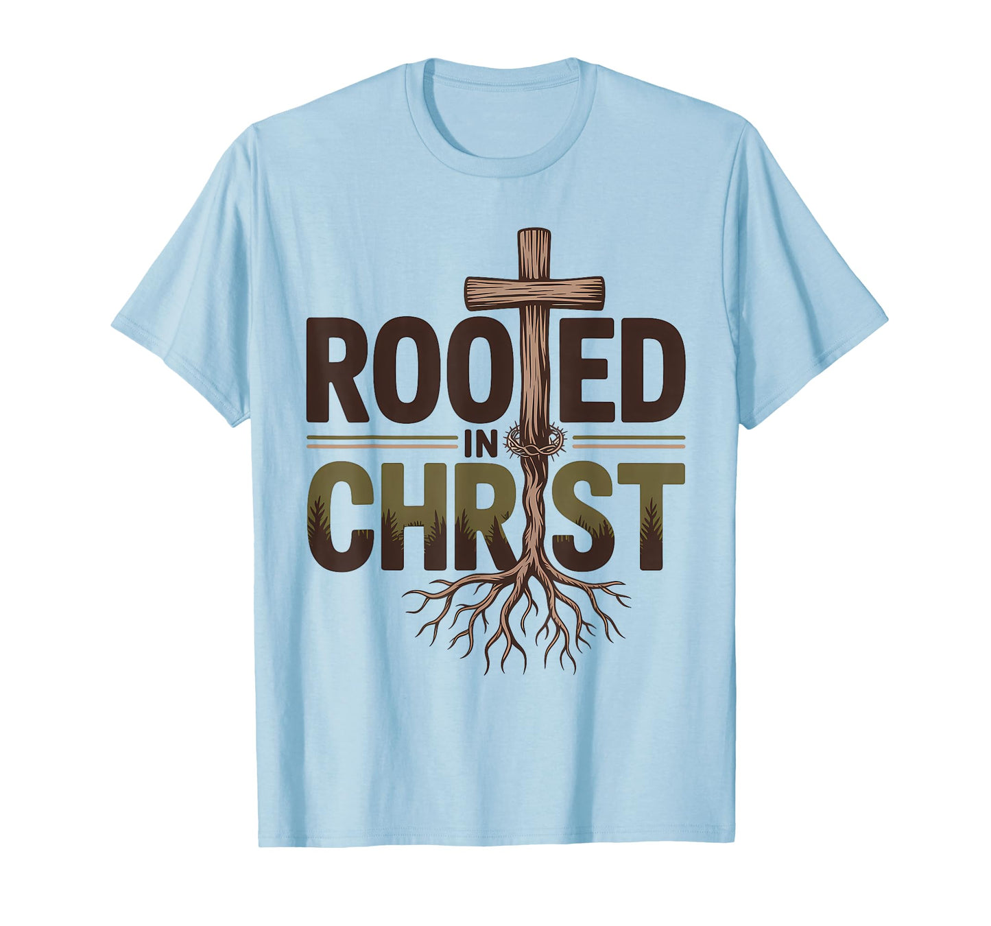 Rooted in Christ Christian Faith Jesus Cross T-Shirt