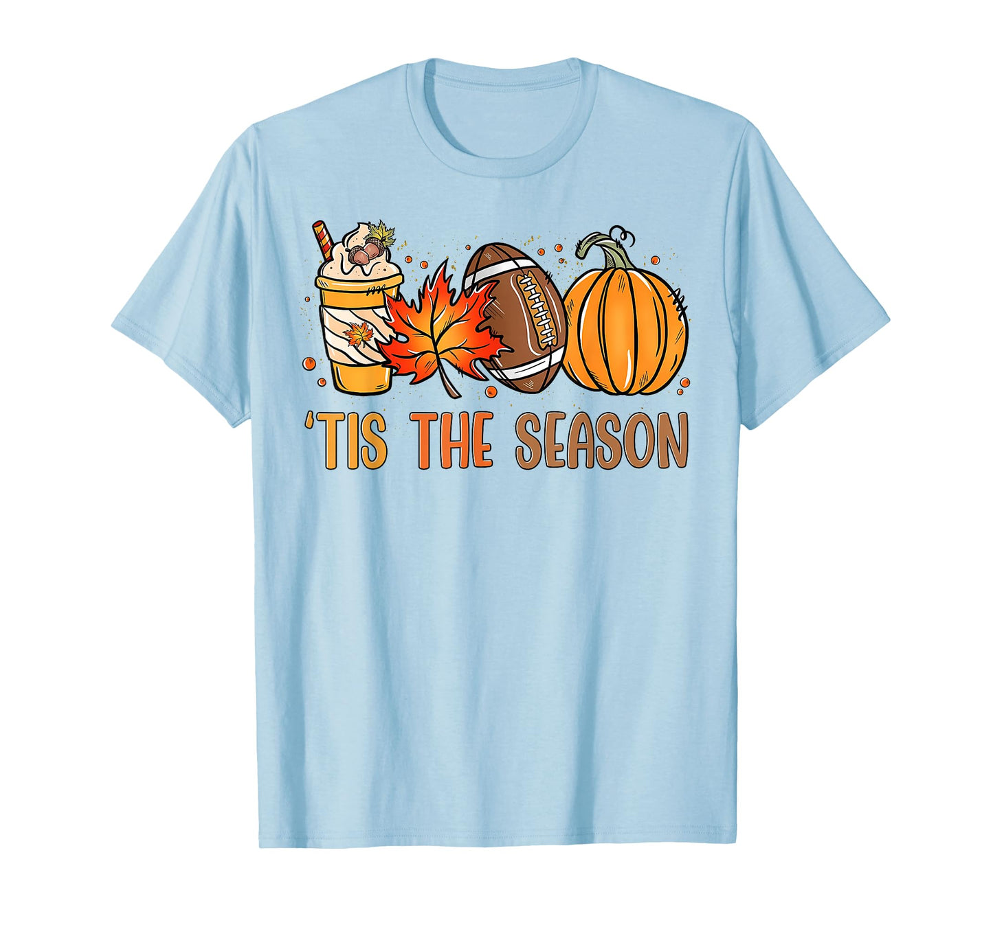 Tis The Season Fall Thanksgiving Pumpkin Spice Football T-Shirt