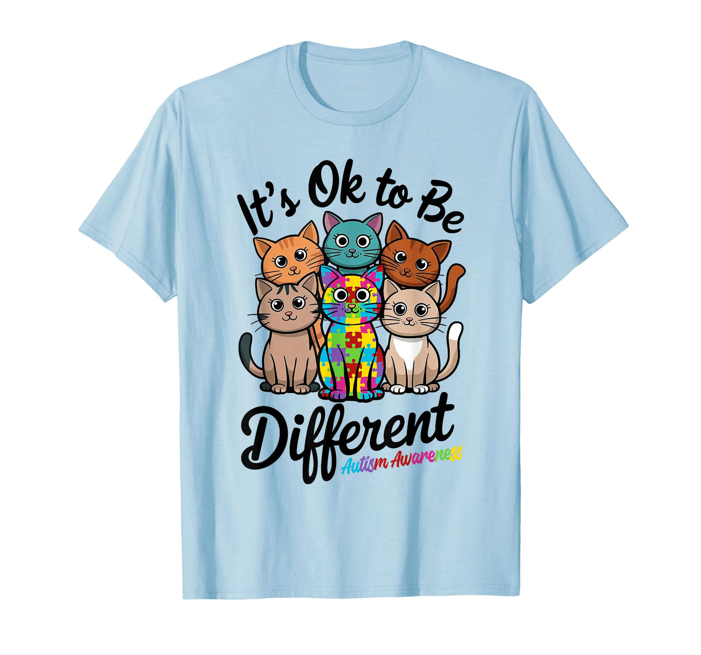 Autistic Cats Kitten Its Ok To Be Different Autism Awareness T-Shirt