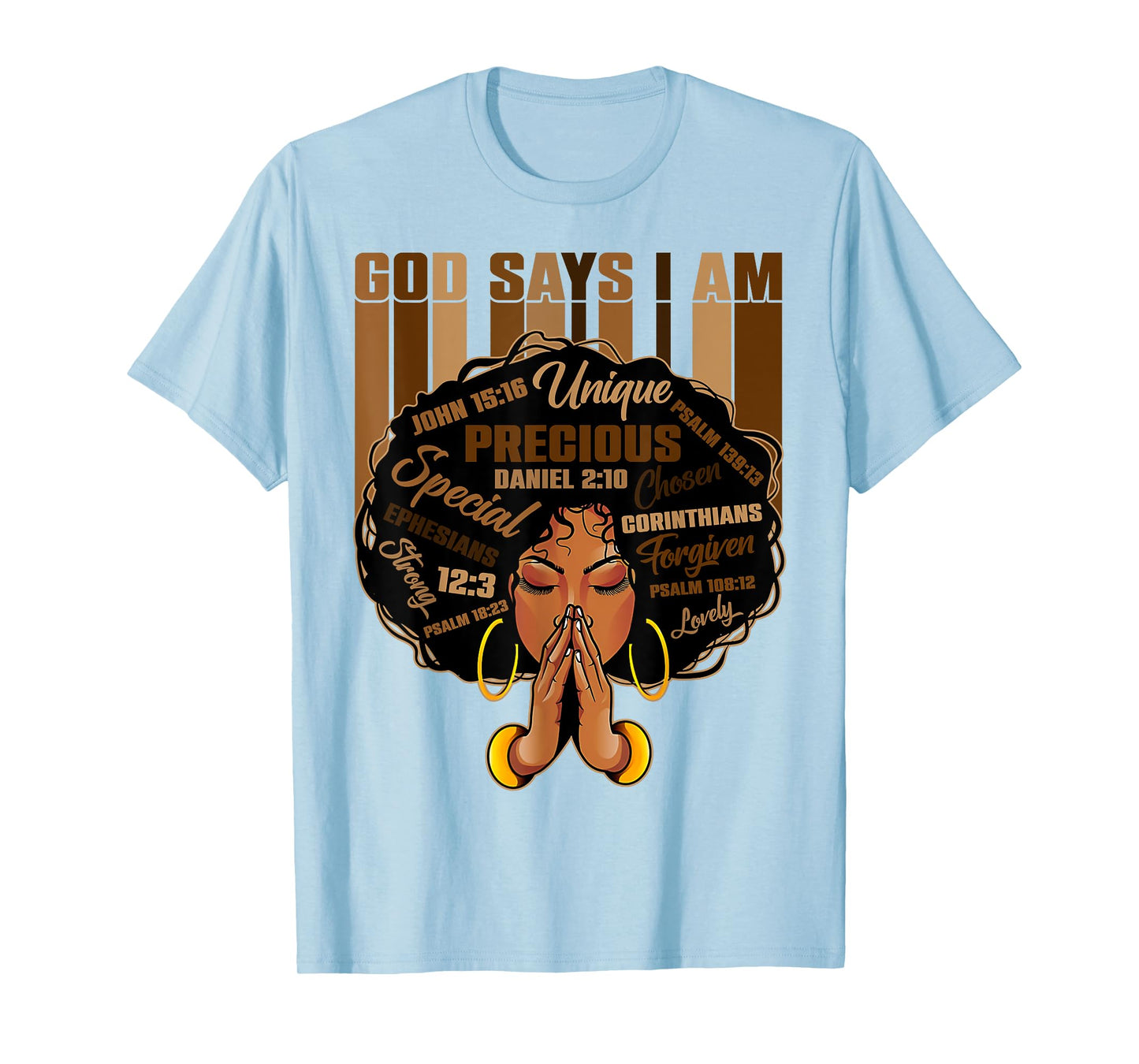God Says I Am Black History Month Christian Afro Girls Women T-Shirt