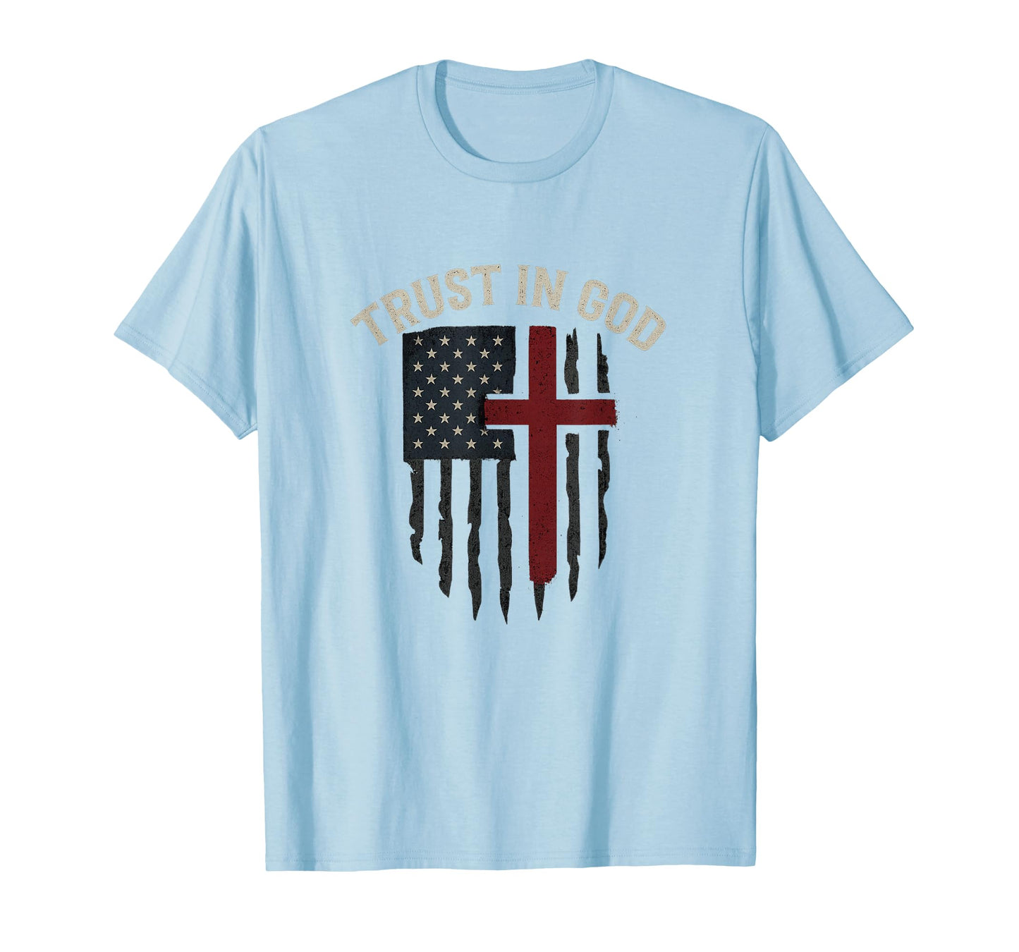 Trust in God American Flag | Cross Patriotic Christian Hip T-Shirt