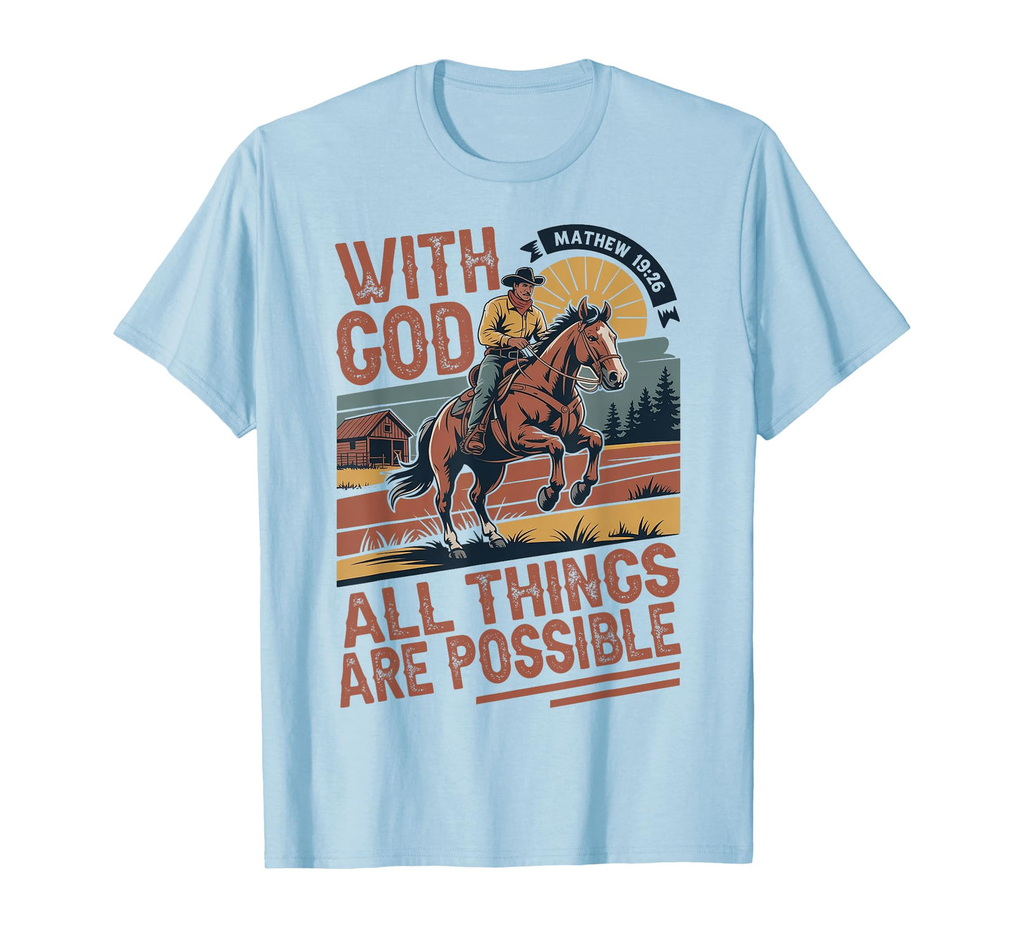 Vintage Cowboy Bible Scripture Verse Jesus Christian Faith T-Shirt