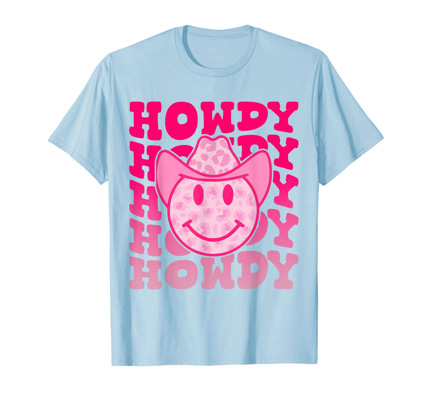 Western Country Cow Howdy Leopard Smile Face Cowgirl Rodeo T-Shirt