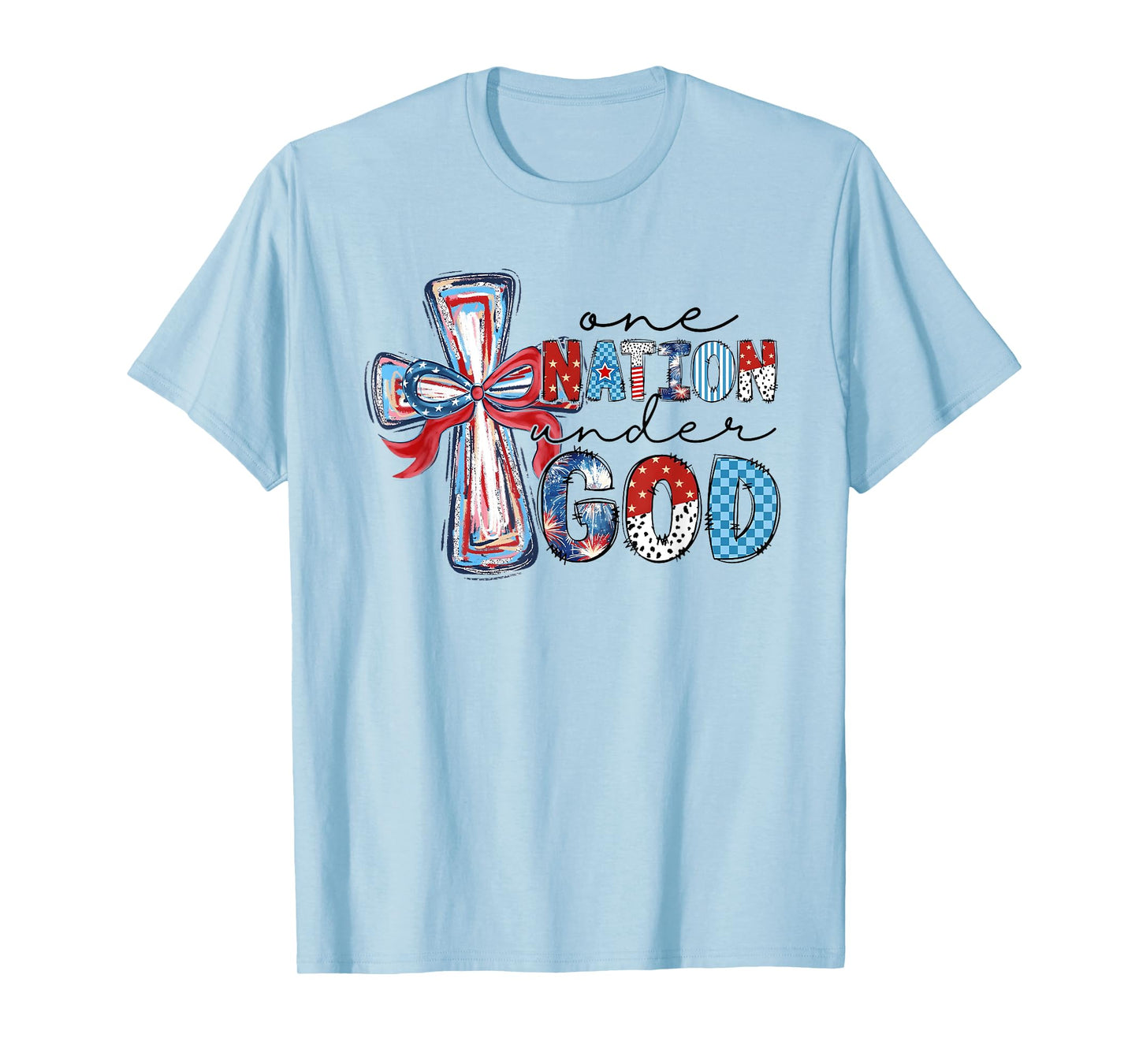 4th Of July Patriotic One Nation Under God Flag Christian T-Shirt