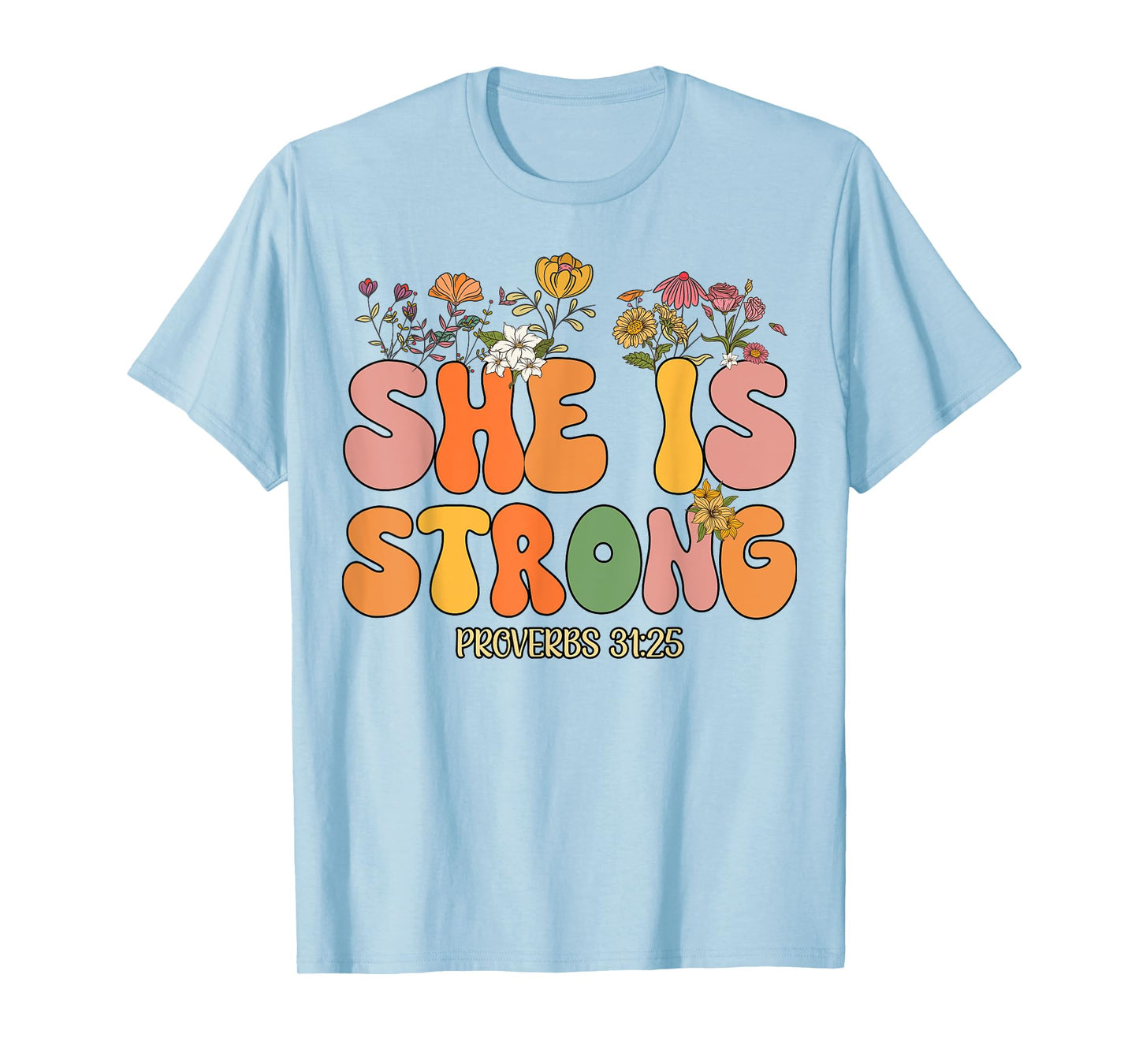Toddler She Is Strong Proverbs 31 Kid Groovy Jesus Christian T-Shirt