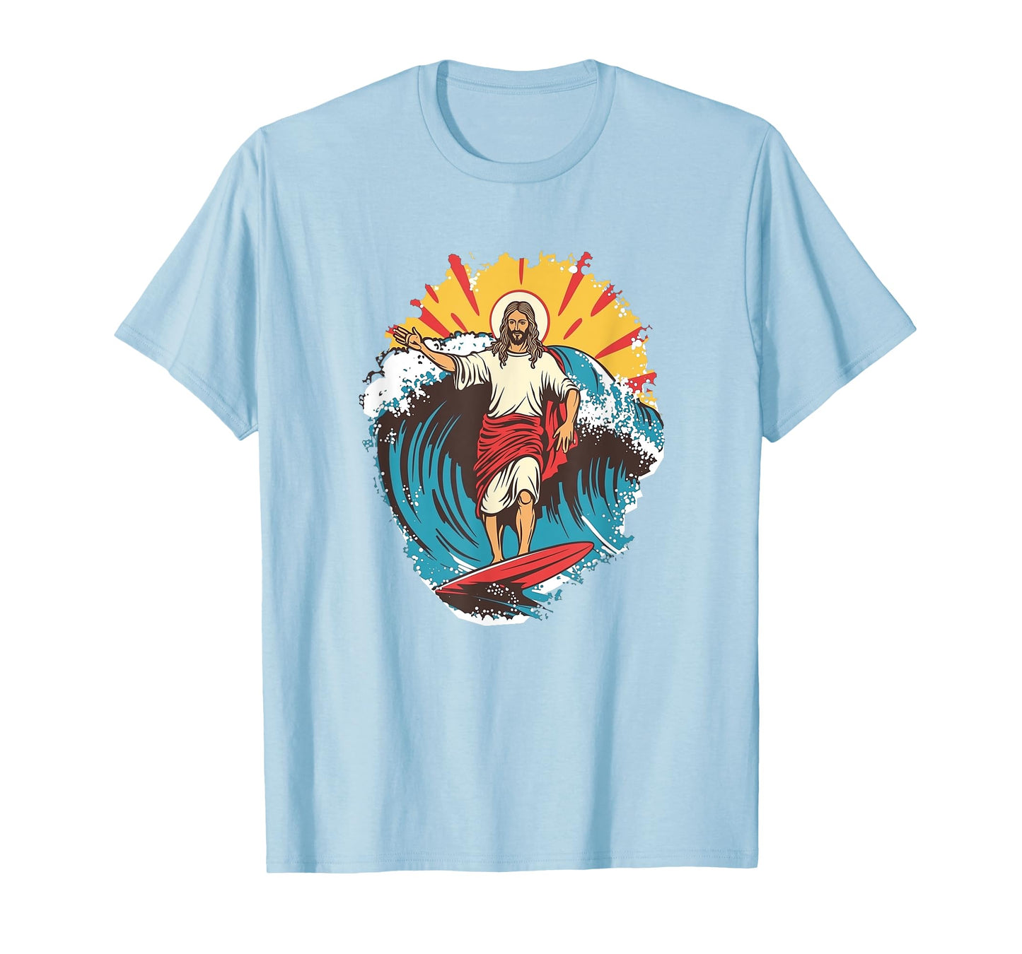 Jesus Surfing Beach Jesus Funny Christian Meme Surf Humor T-Shirt