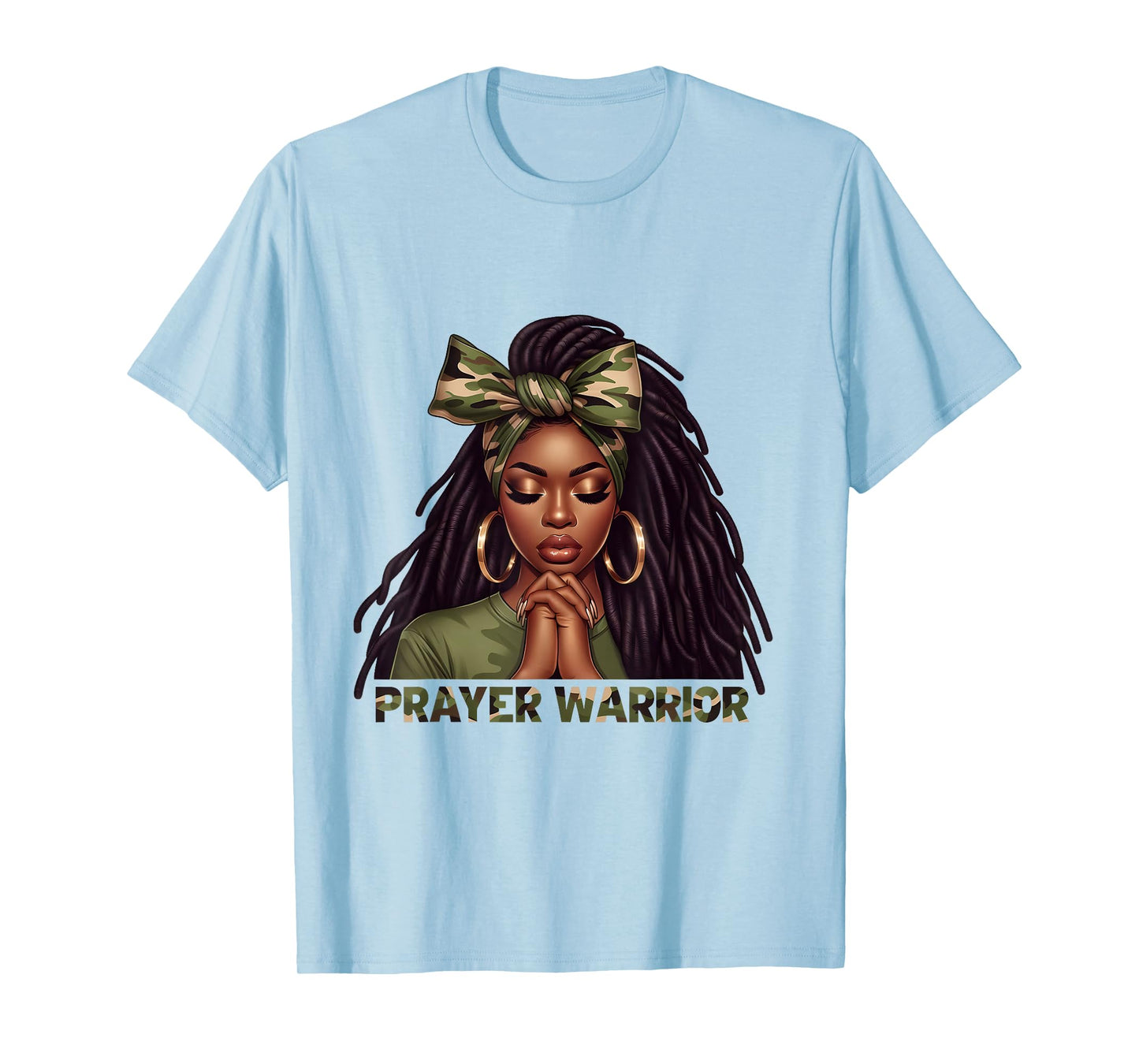 Christian Inspirational Camo Pray Faith Black Woman T-Shirt