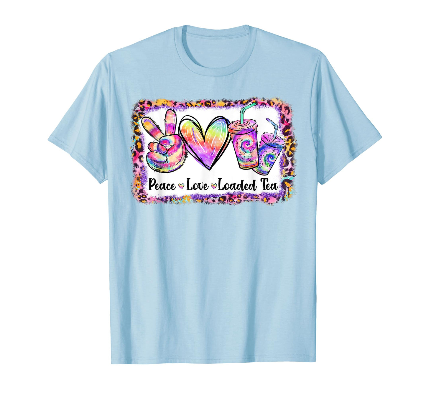 Retro Vintage Peace Love Loaded Tea Lover Tie Dye Pattern T-Shirt
