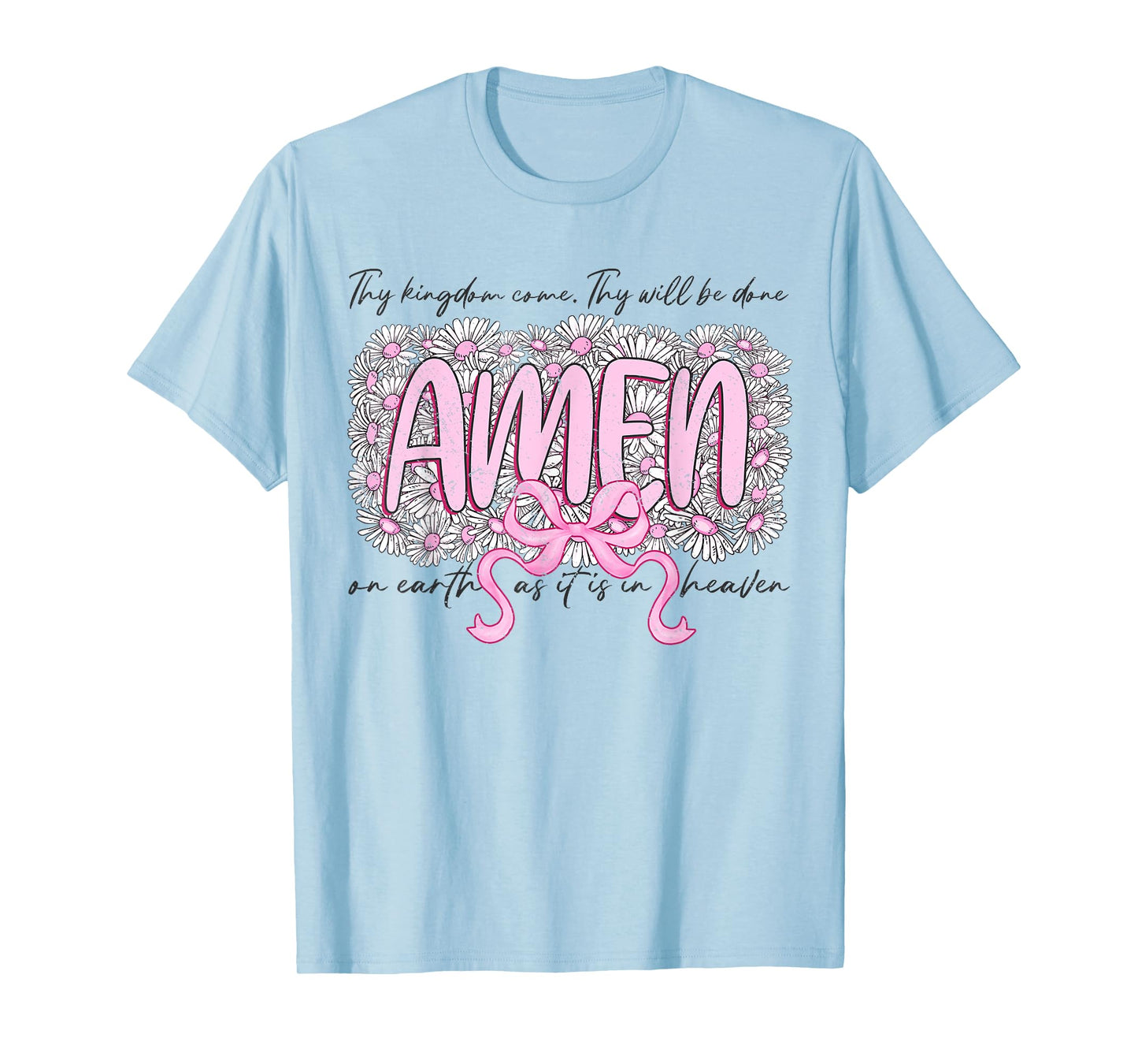 Floral AMEN Coquette Bow Bible Verse Christian Jesus Women T-Shirt