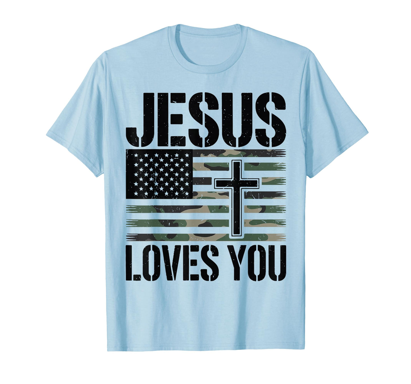 Camo Jesus Loves You Teen Girl Cute Christian Bible Verse T-Shirt