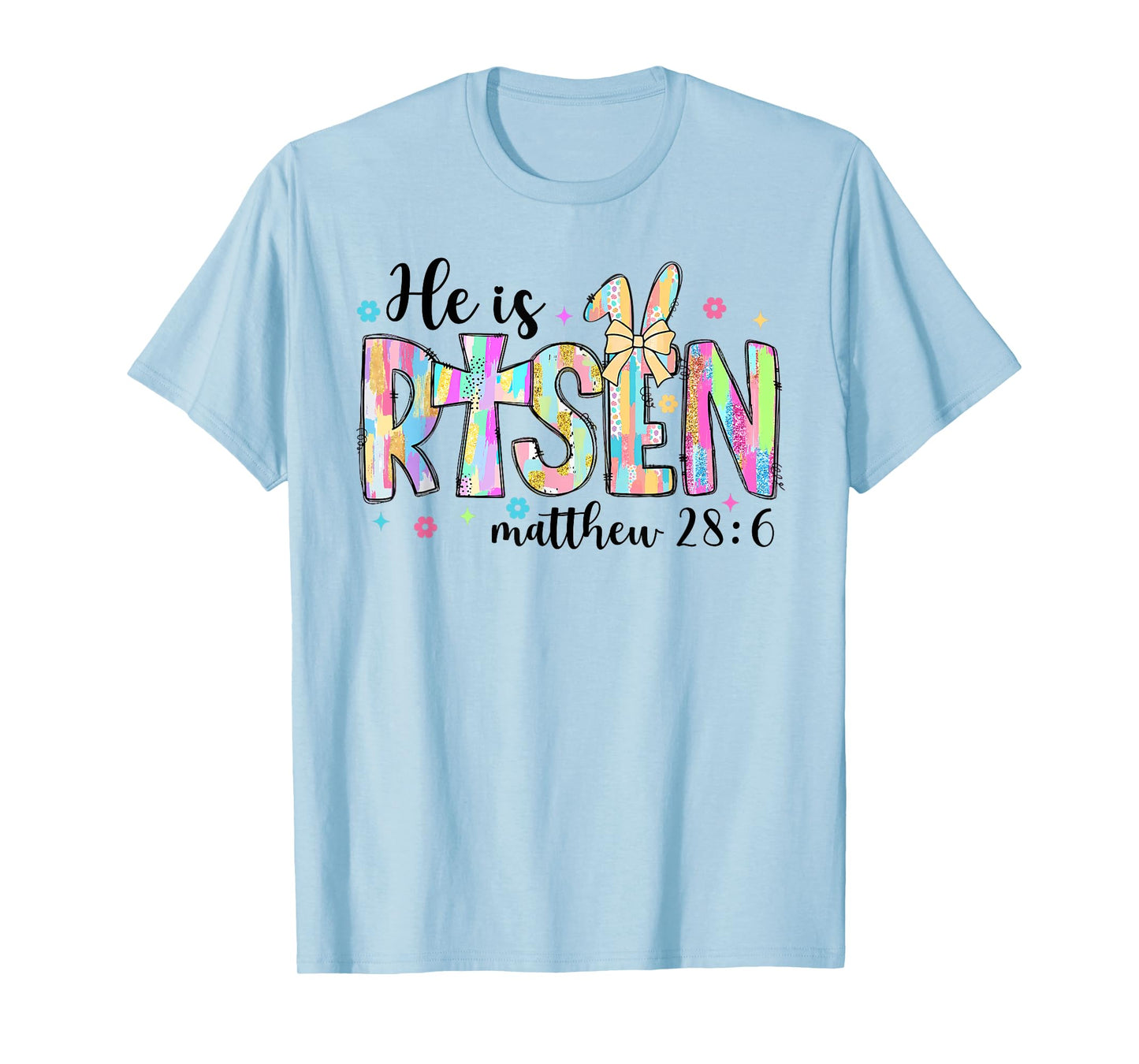 Retro He Is Risen God Jesus Religious Christian Easter Bunny T-Shirt