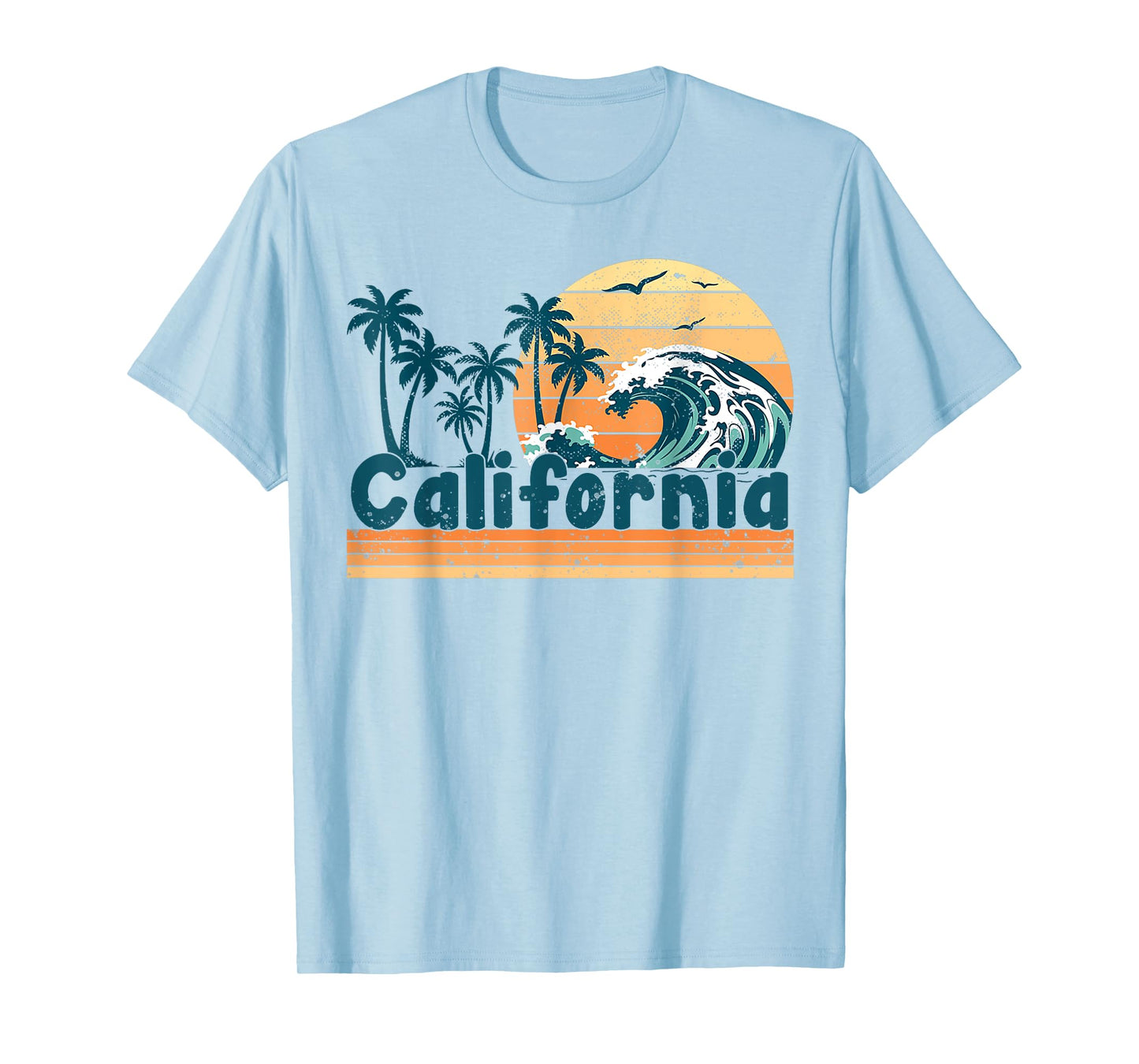California Vacation Sunset Cute Cali 70s Vintage Retro Beach T-Shirt