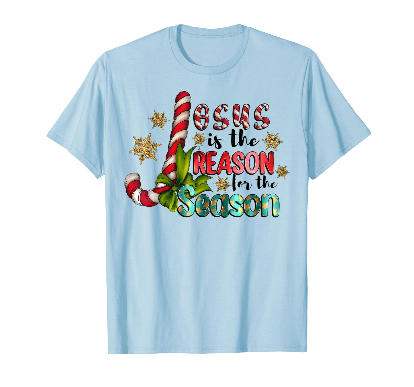 Jesus Is The Reason With Christmas Candy Christian God Lover T-Shirt