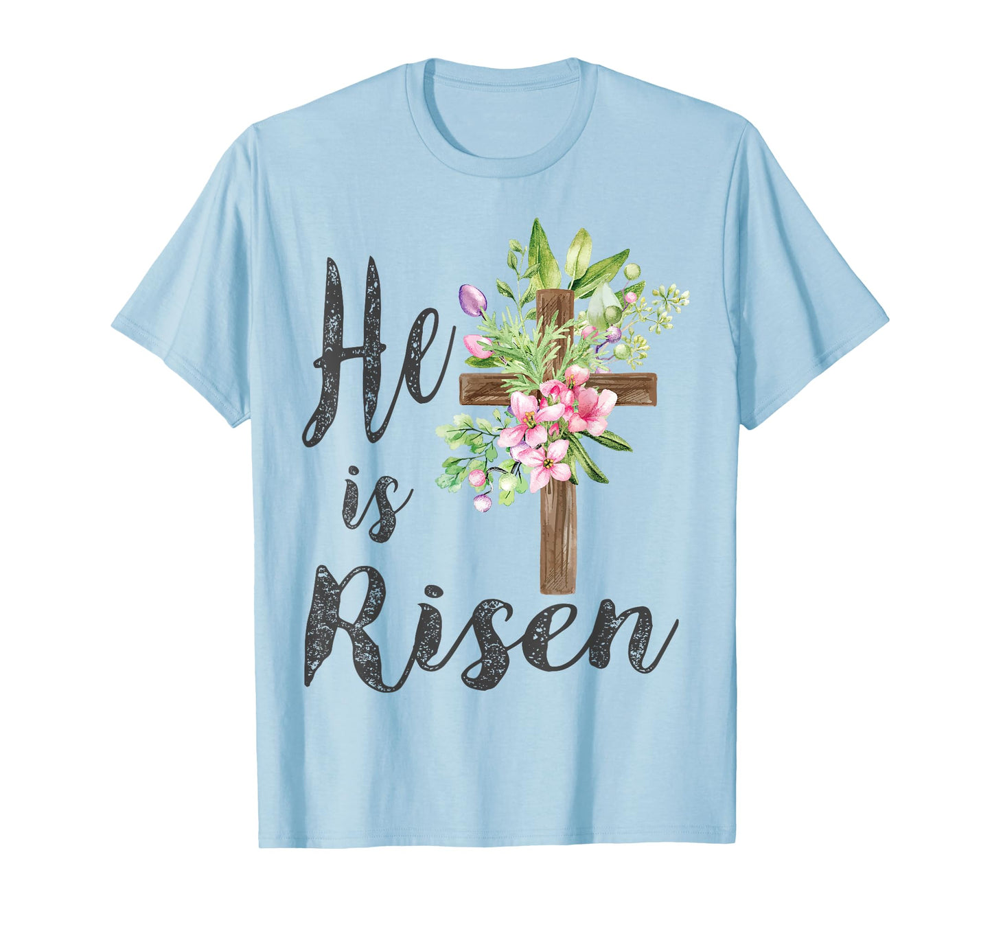 He is Risen Floral Cross Vintage Happy Easter T-Shirt